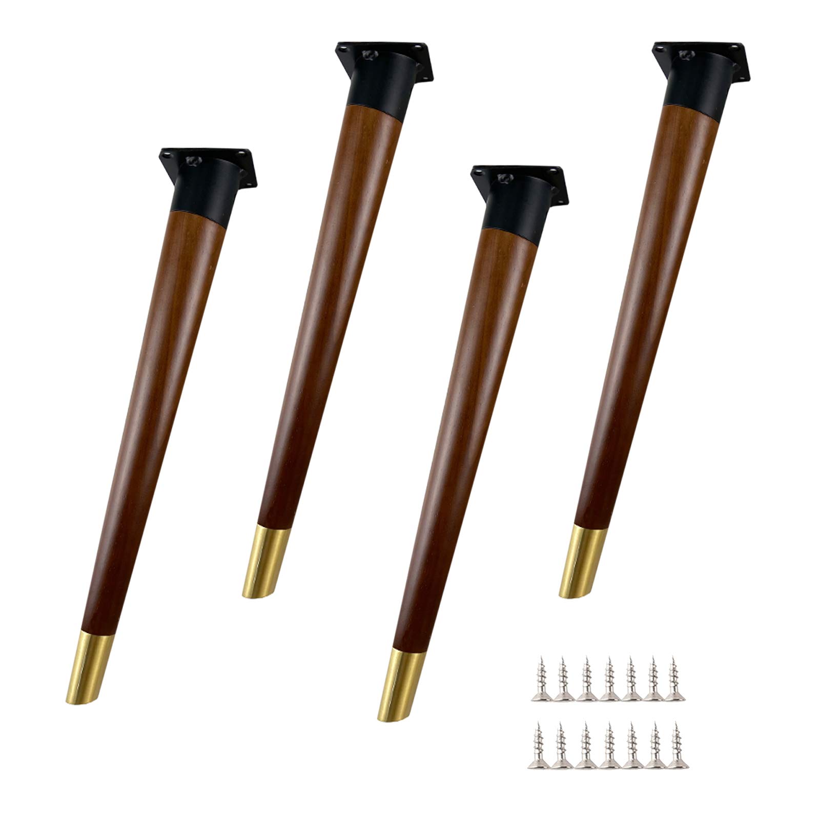 Walnut Wooden Furniture Legs 4pcs - Solid Wood Table Legs for Sofa & Coffee Table