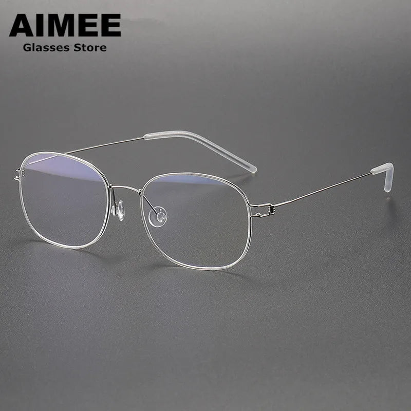 Aimee Unisex Full Rim Oval Square Screwless Titanium Eyeglasses Frame 4919 - Lightweight Durable Glasses for Work, Reading & Fashion