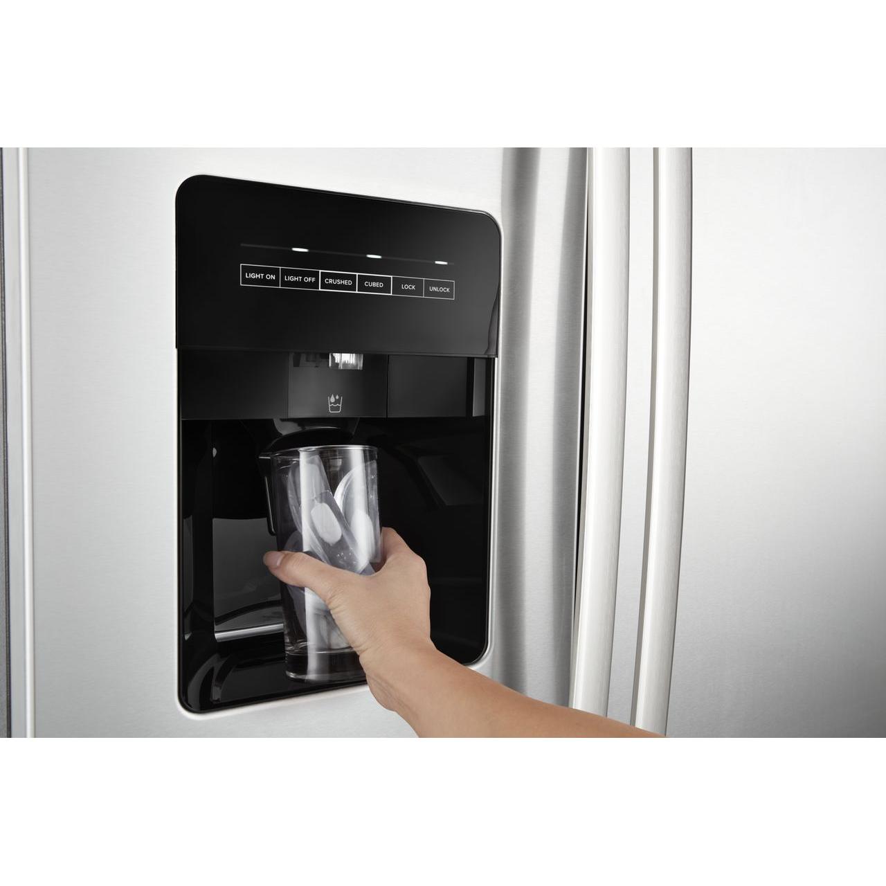 Amana 21 cu.ft. Side by Side Refrigerator with External Water and Ice Dispenser - 33 Inch Stainless Steel ASI2175GRS | Perfect for Kitchens, Offices, and Restaurants