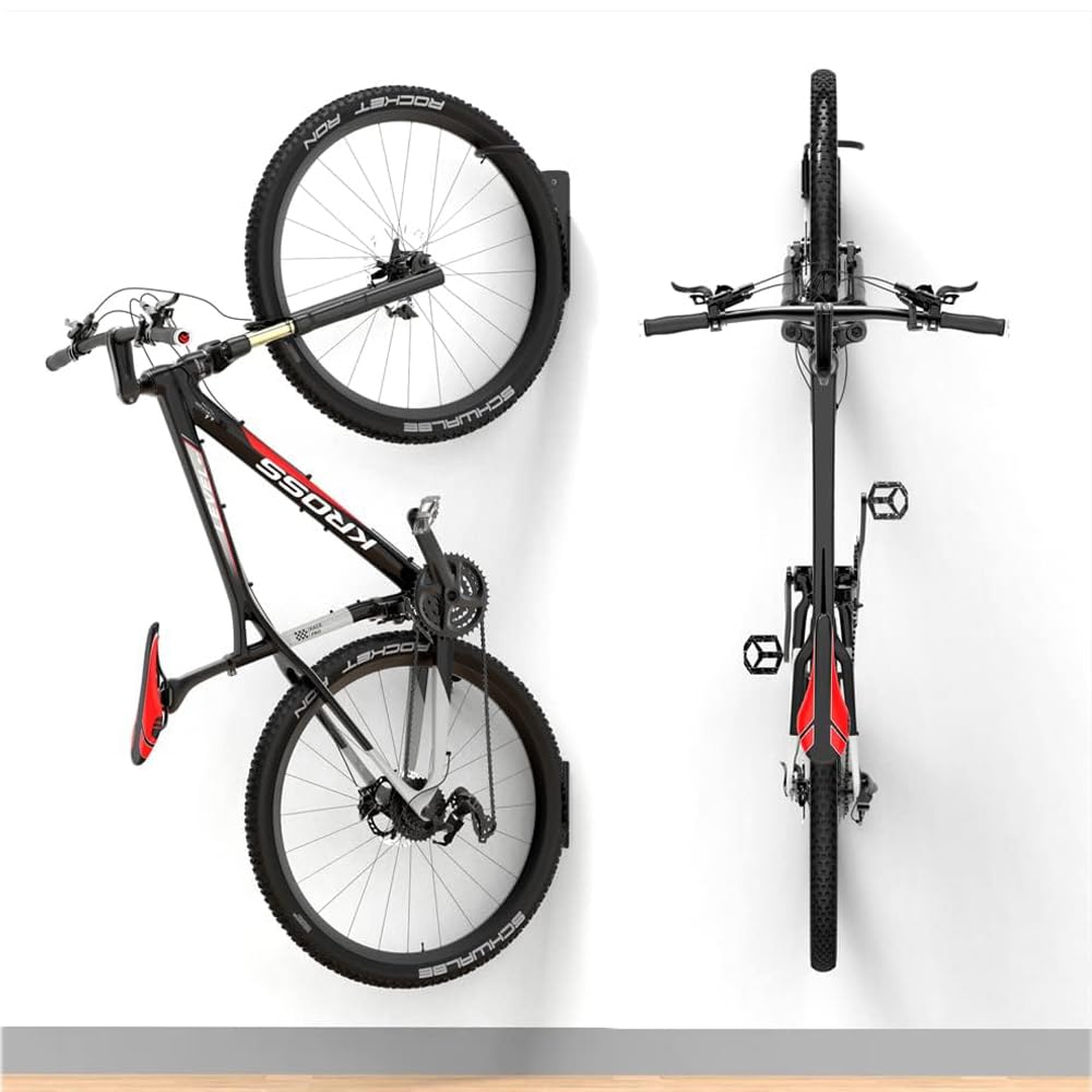 Baisikou 2-Pack Swivel Bike Rack Wall Mount - Heavy Duty Garage Bike Storage for Mountain, Road & Kids Bicycles - Space Saving Bike Organizer for Home, Garage or Apartment Cycling Storage Solutions