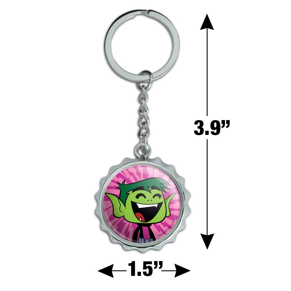 Teen Titans Go! Beast Boy Keychain - Chrome Plated Metal Bottle Opener & Pop Cap - Perfect for Fans, Gifts, and Everyday Use
