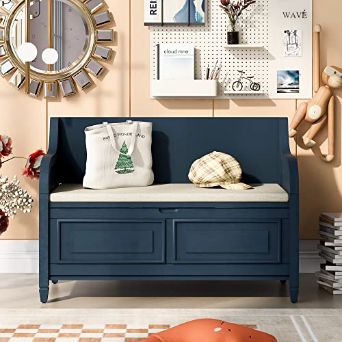 Antique Navy--multifunctional Storage Bench+5col