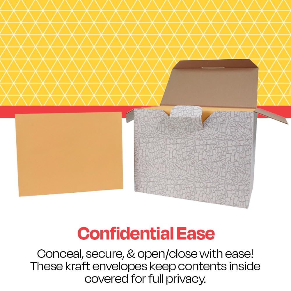 School Smart No Clasp Gummed Flap Envelopes 10x13 Inches - 250 Pack Kraft Brown Mailing Envelopes for Business, Office, School & Mailing Documents