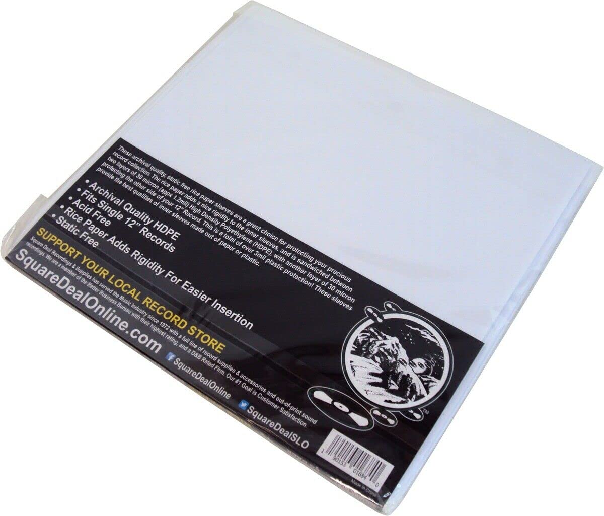 12 Inch Record Inner Sleeves - 3-Layer Archival Quality Anti-Static HDPE with Rice Paper Insert for Vinyl Protection (Pack of 300) | Perfect for LP Storage, Record Collecting & Audio Preservation