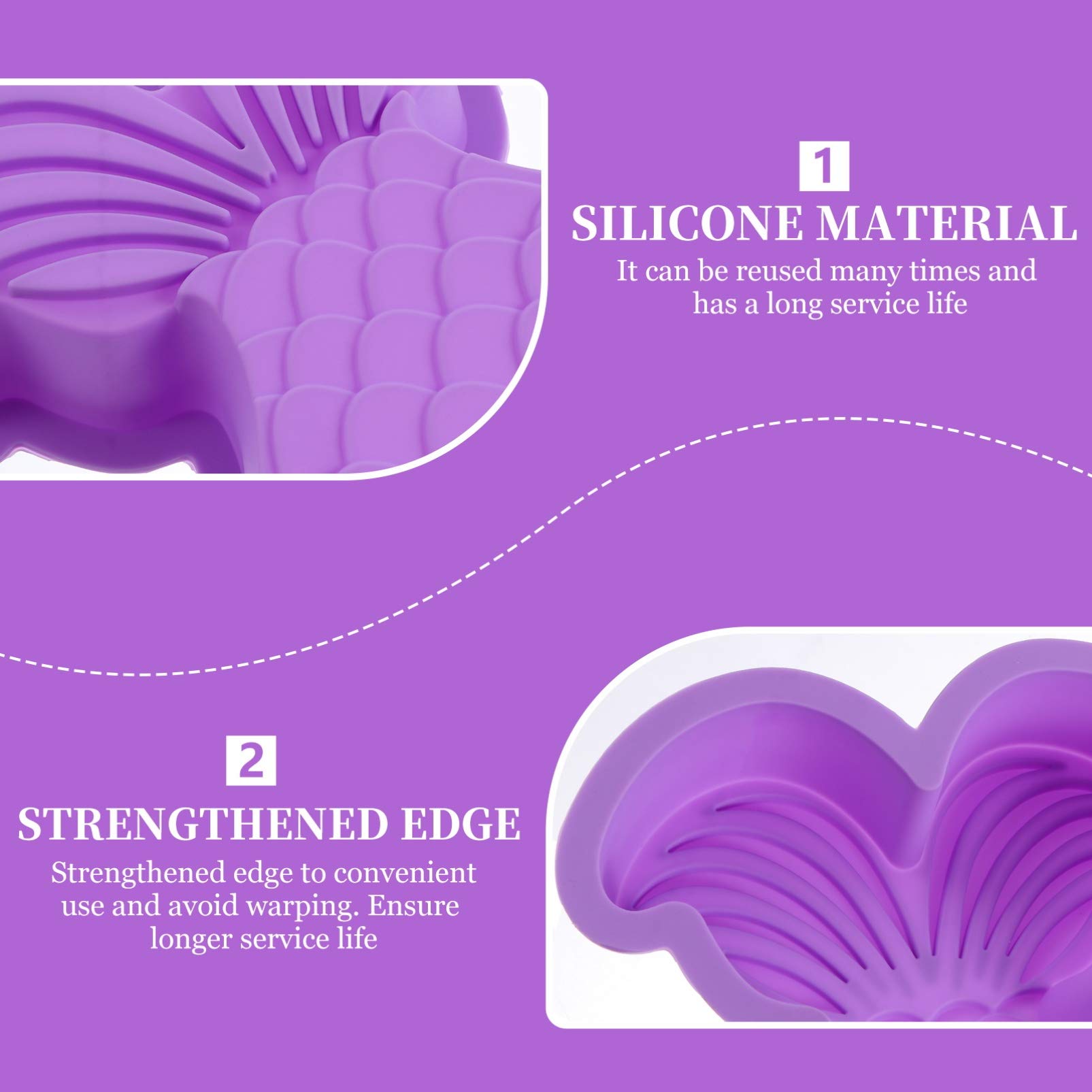 Hemoton Silicone Mermaid Tail Mold Set - 6 Pack Fondant Soap Chocolate Candy Molds for Cake Decorating, Resin Crafts, DIY Sugar Art - Perfect for Birthday Parties, Baby Showers & Ocean Theme Baking