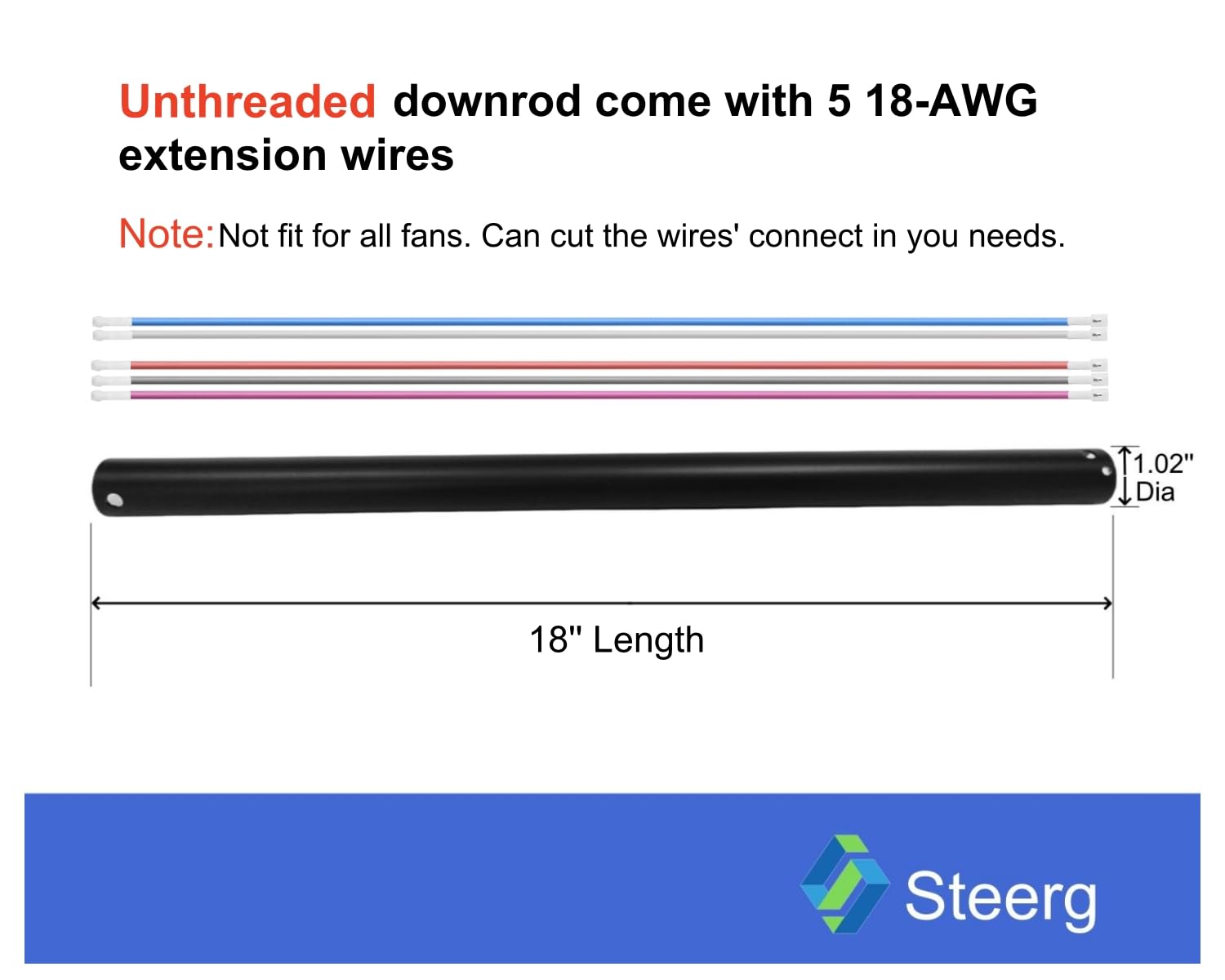 18 Inch Downrods for Ceiling Fans - 1.02