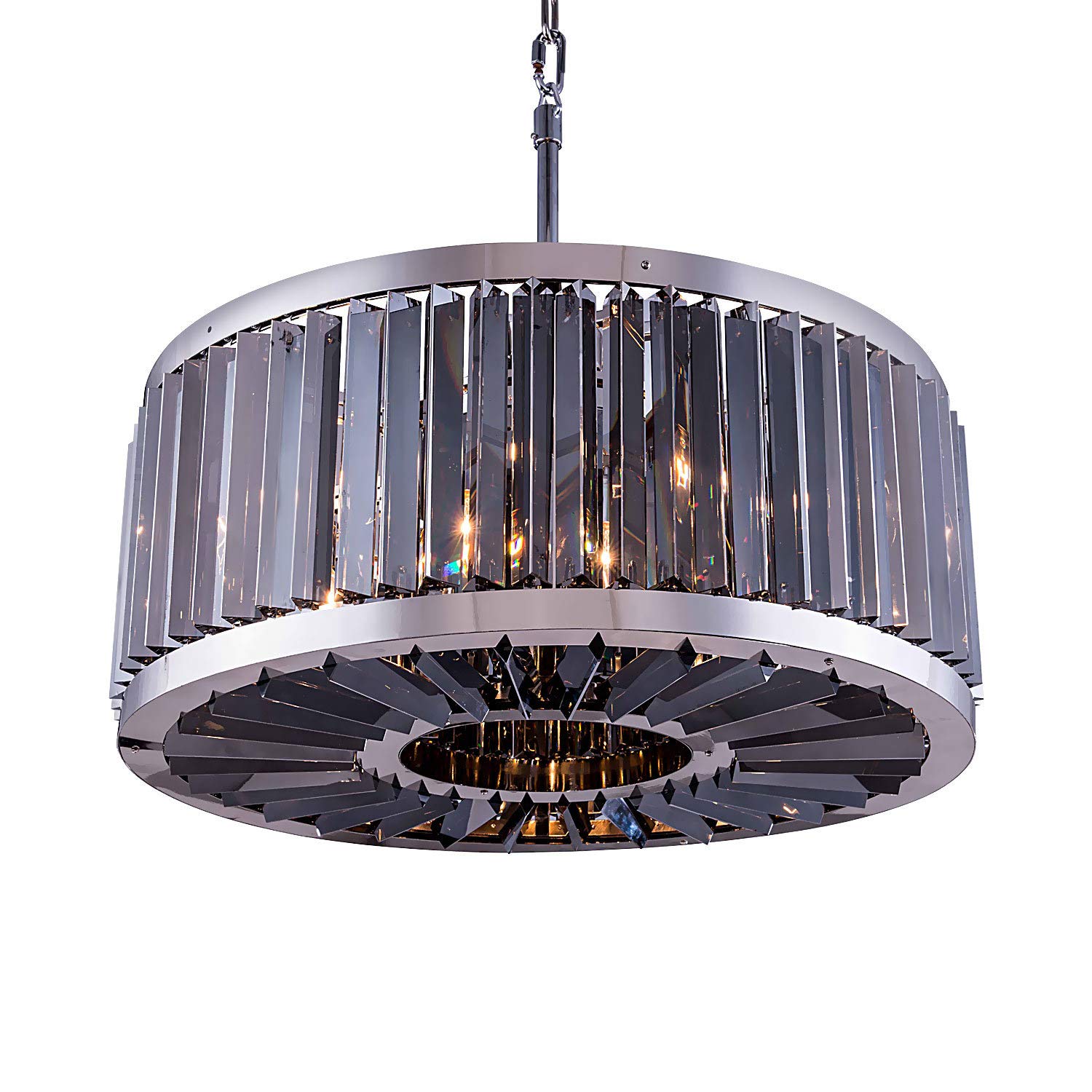 Prysm Transitional 8-Light 28-Inch Smoke Crystal Chandelier with Polished Nickel Finish - LED Bulbs Included - Perfect for Dining Room, Living Room, or Bedroom Ceiling Lighting