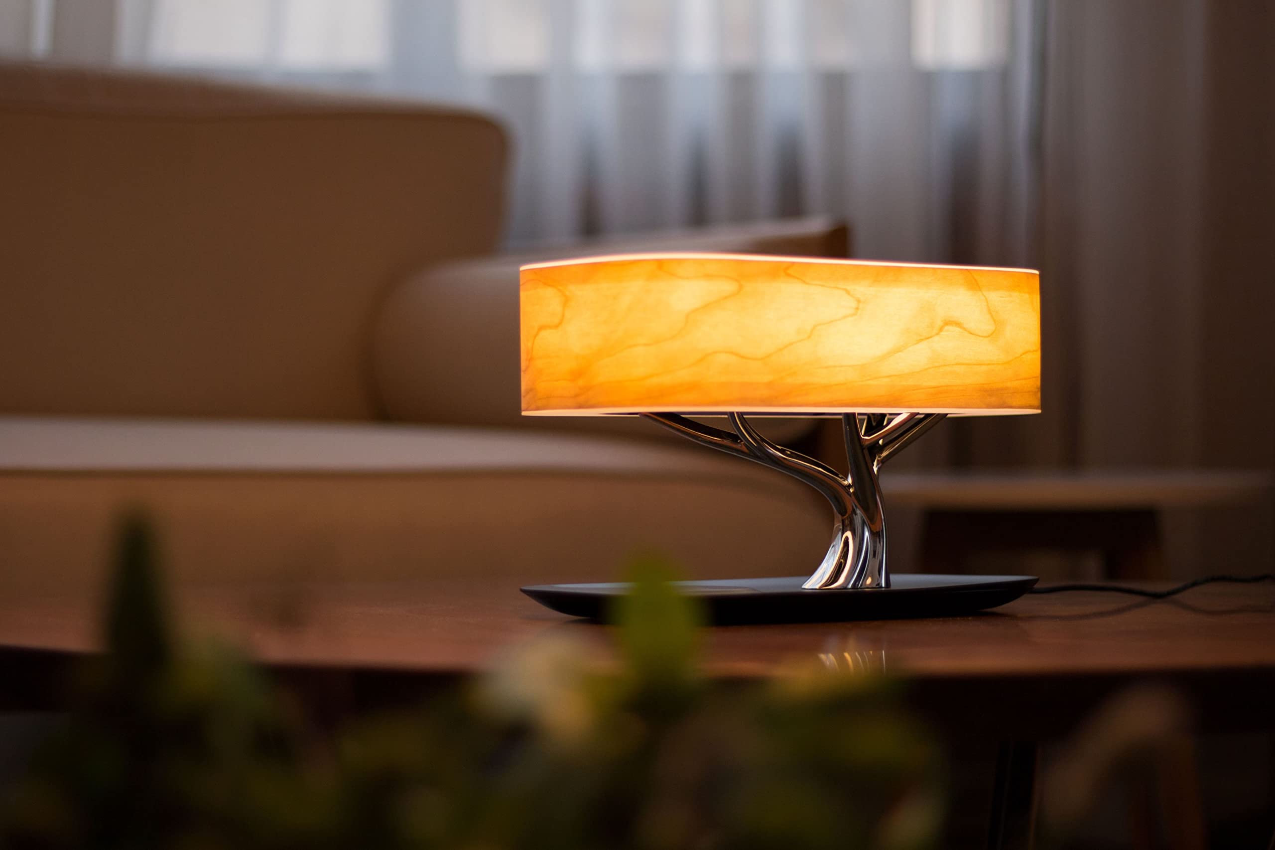 Ozarke HomeTree Smart Table Lamp with Built-in TWS Bluetooth Speaker & Qi Wireless Charger - LED Night Light for Bedroom, Office, Living Room | Perfect for Reading, Relaxing & Charging Devices