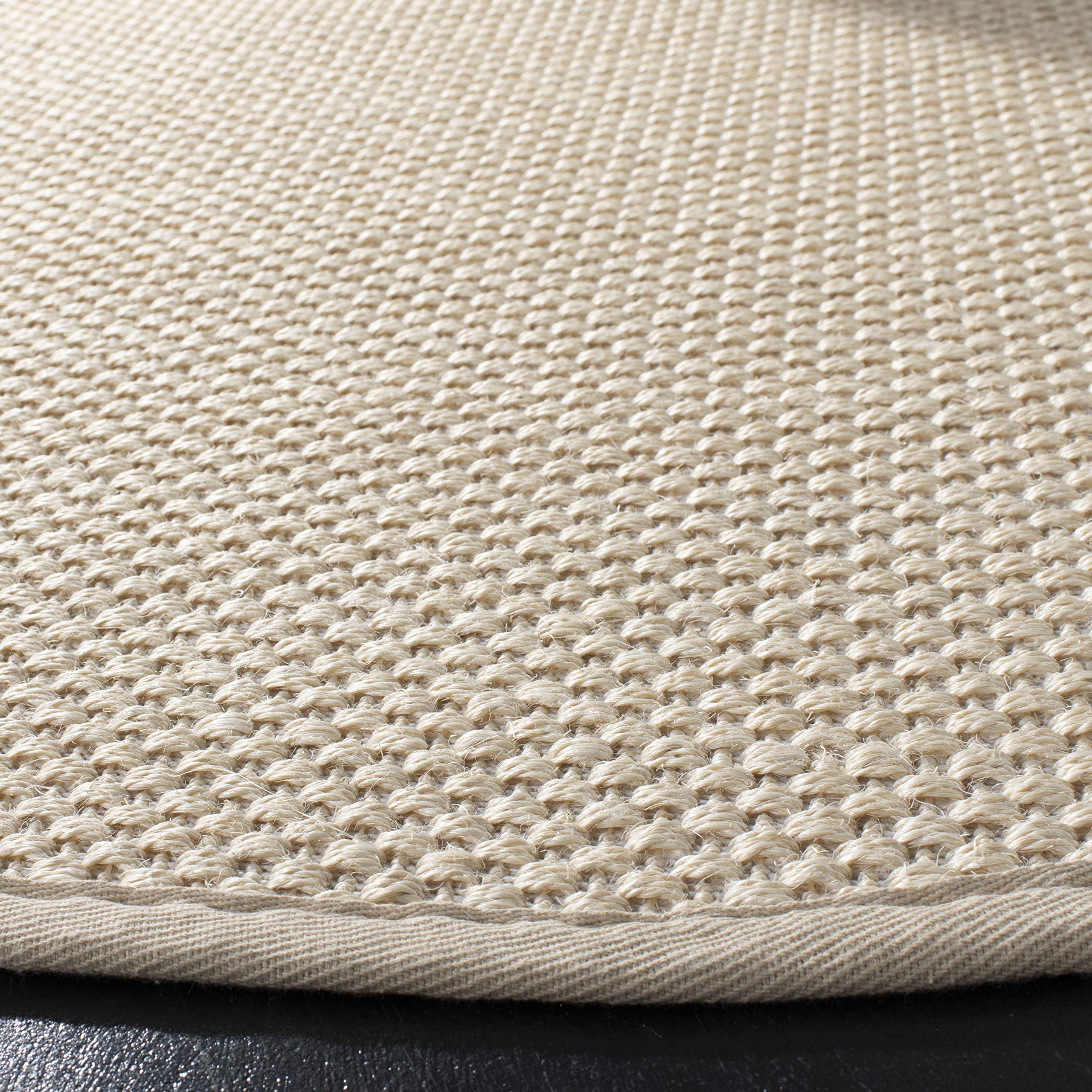 SAFAVIEH Natural Fiber Collection 4' Round Ivory/Light Beige NF150A Border Sisal Area Rug - Perfect for Living Room, Bedroom & Home Decor