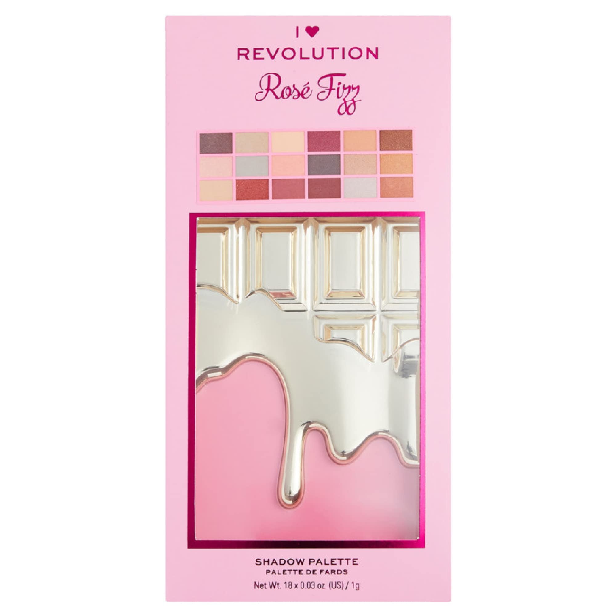 Revolution Rose' Fizz Chocolate Eyeshadow Palette - 18 Highly Pigmented Matte & Shimmer Shades | Vegan & Cruelty-Free Makeup for Day to Night Looks, Party & Special Occasions