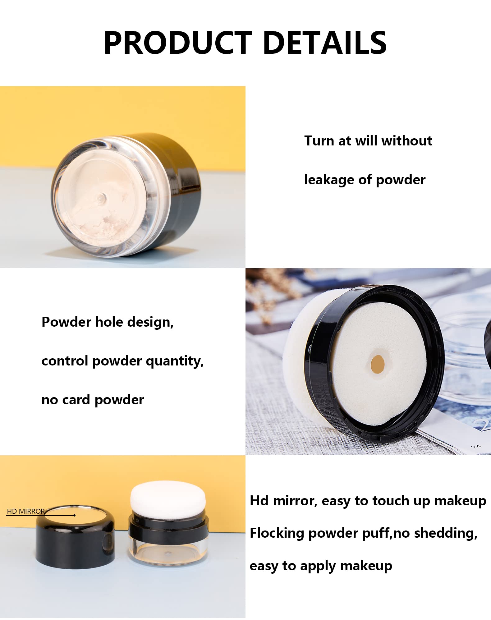 Refillable Travel Size Dry Shampoo Powder Bottle for Women - Reusable Empty Bottle with Powder Sponge Applicator & Mirror - Perfect for On-the-Go Hair Care, Gym, Travel & Quick Touch-Ups