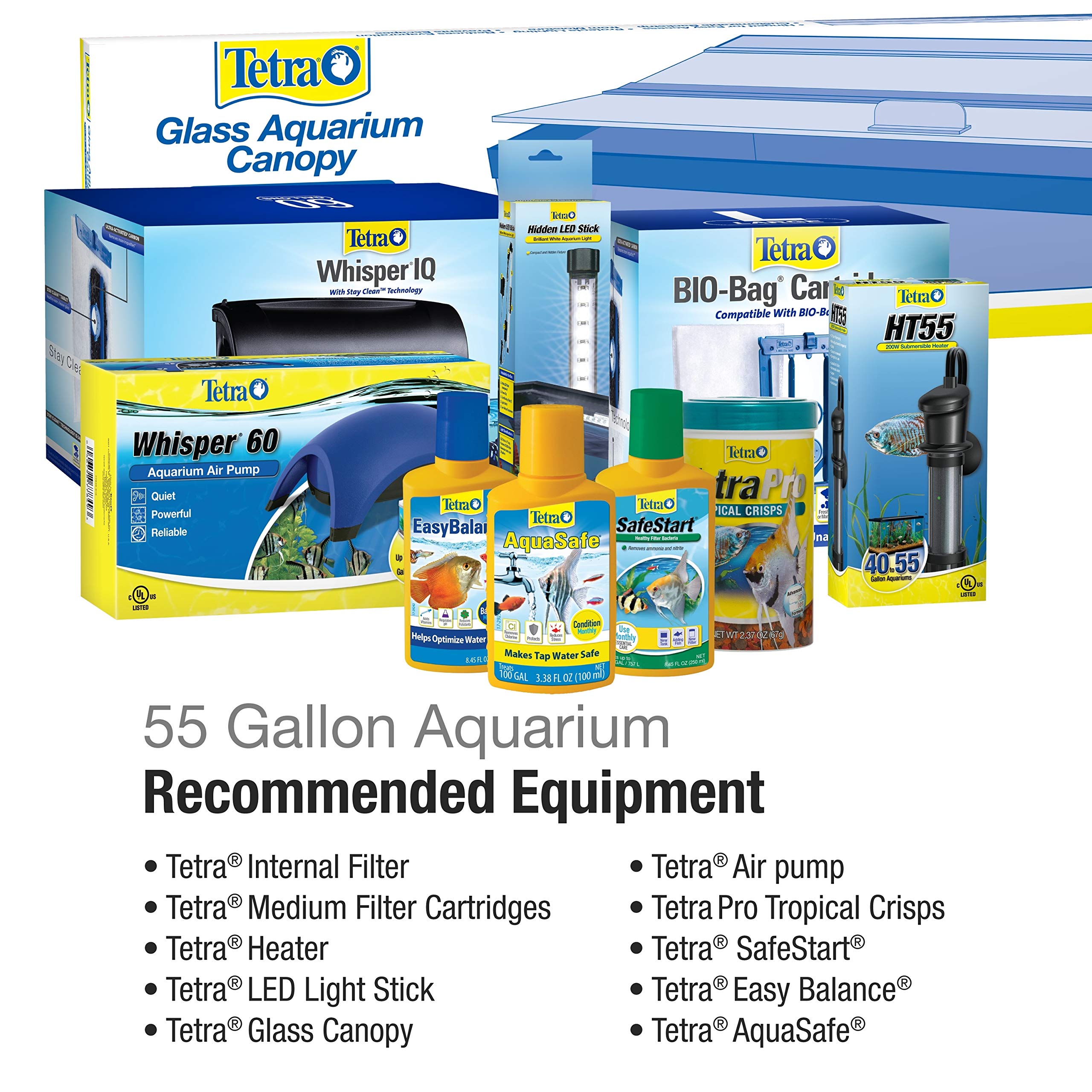 55 Gallon Tetra Glass Aquarium - Rectangular Fish Tank for Freshwater & Saltwater (NV52018) - Perfect for Home, Office & Classroom Aquascaping