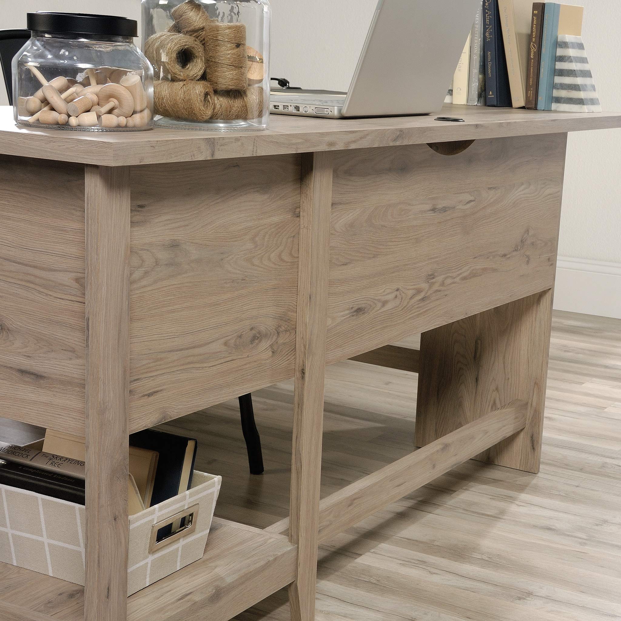Sauder Summit Station L-Shaped Corner Home Office Desk with Drawer & Open Storage Shelf, Laurel Oak Finish - Perfect for Small Spaces, Home Office & Study Room Workstation