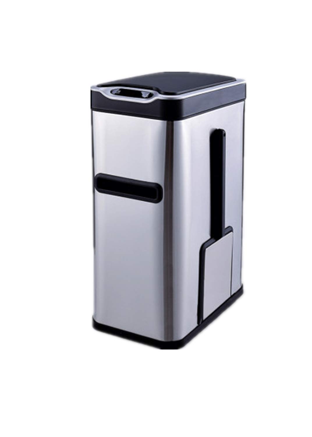 **Smart Sensor Bathroom Trash Can with Built-in Toilet Brush & Tissue Holder - Stainless Steel Covered Waste Bin for Home, Toilet, or Office - Black**    *(Perfect for modern bathrooms, guest toilets, or office restrooms - keeps your space clean and organized with hands-free operation.)*