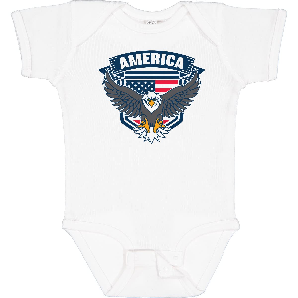 Inktastic America with Eagle Shield and Banner Baby Bodysuit - Patriotic Onesie for Infants, Boys & Girls - Perfect for 4th of July, Memorial Day & Independence Day Celebrations