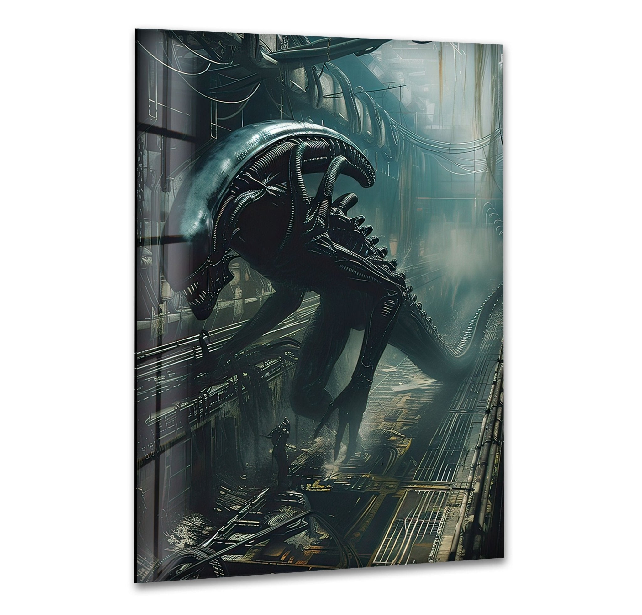 Alien Glass Wall Art - Modern Abstract Home Decor for Living Room, Bedroom & Office - Unique Handcrafted Glass Artwork for Sci-Fi & Space Enthusiasts