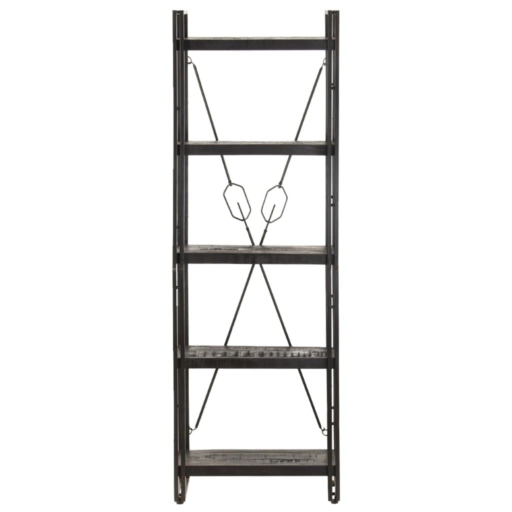 5-Tier Bookcase - Solid Mango Wood Bookshelf for Bedroom, Living Room & Office - 23.6