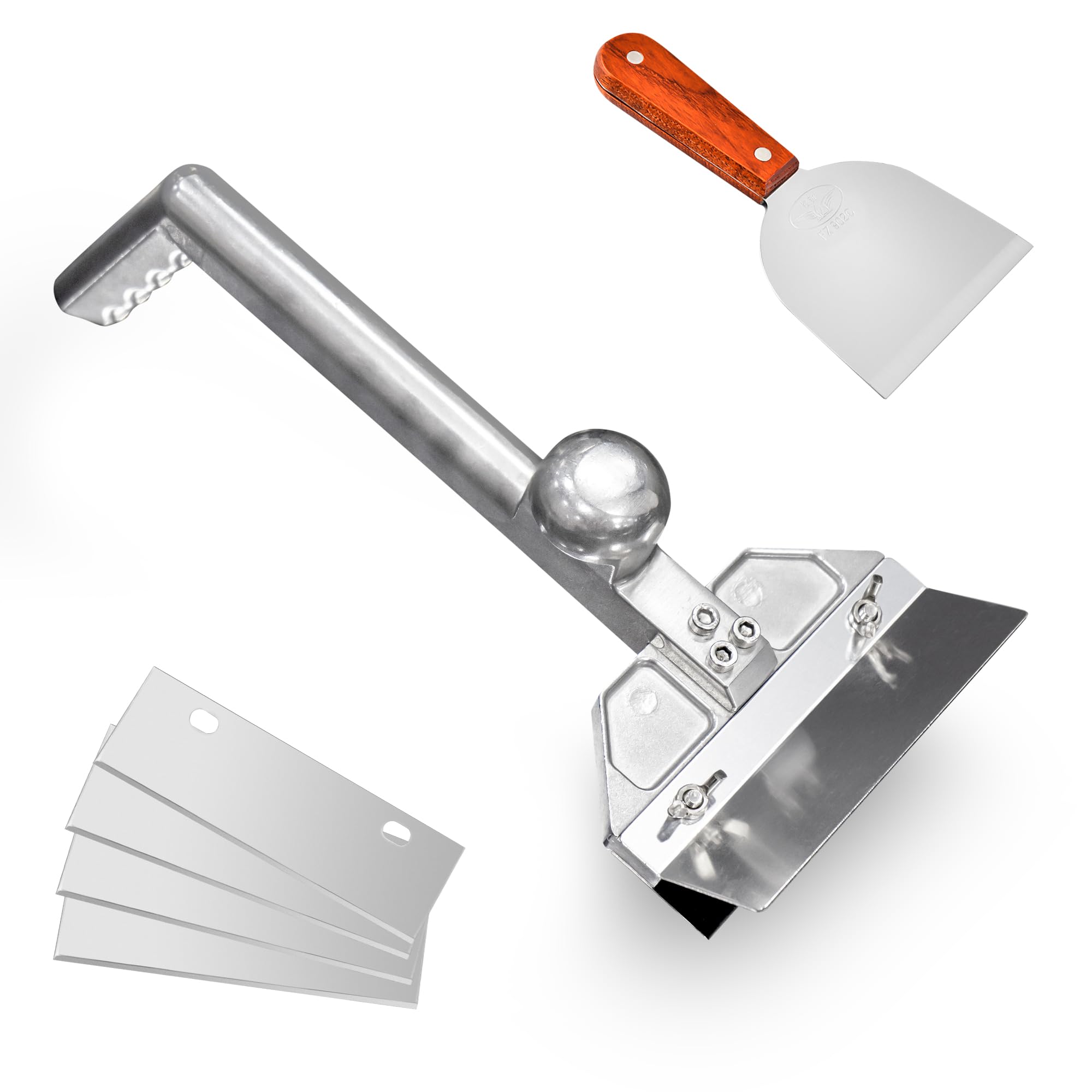 Heavy Duty Grill Scraper Set with Replacement Blades - Flat Top Griddle Cleaner & Accessories for Restaurants, Diners, Outdoor Grilling - Perfect for BBQ, Camping & Commercial Kitchen Cleaning