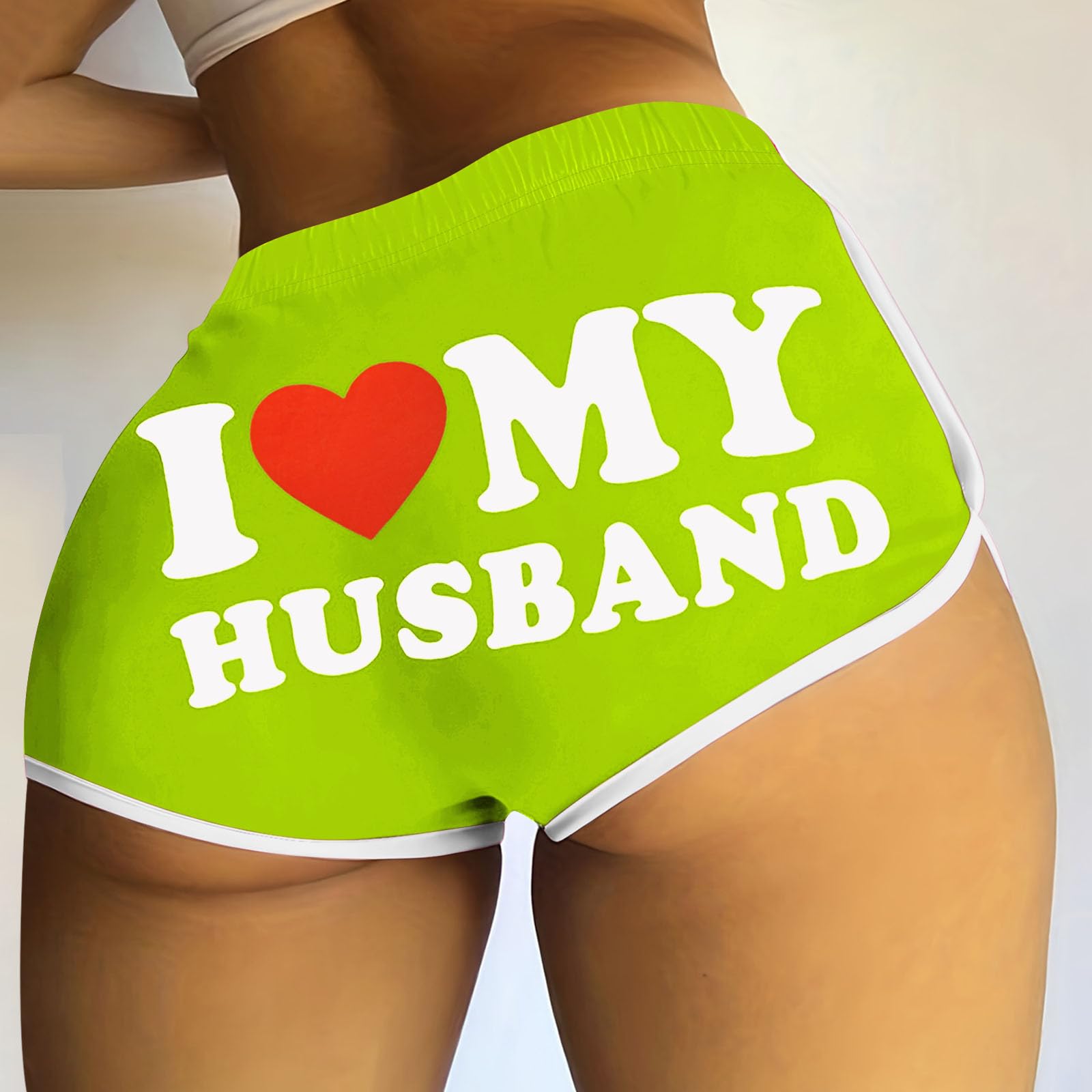Women's High Waist Stretchy Letter Print Shorts for Yoga & Workout