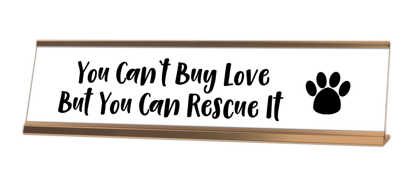 Rescue Love Desk Sign - Inspirational Office Decor for Home & Work - Perfect for Desks, Shelves & Gift Giving