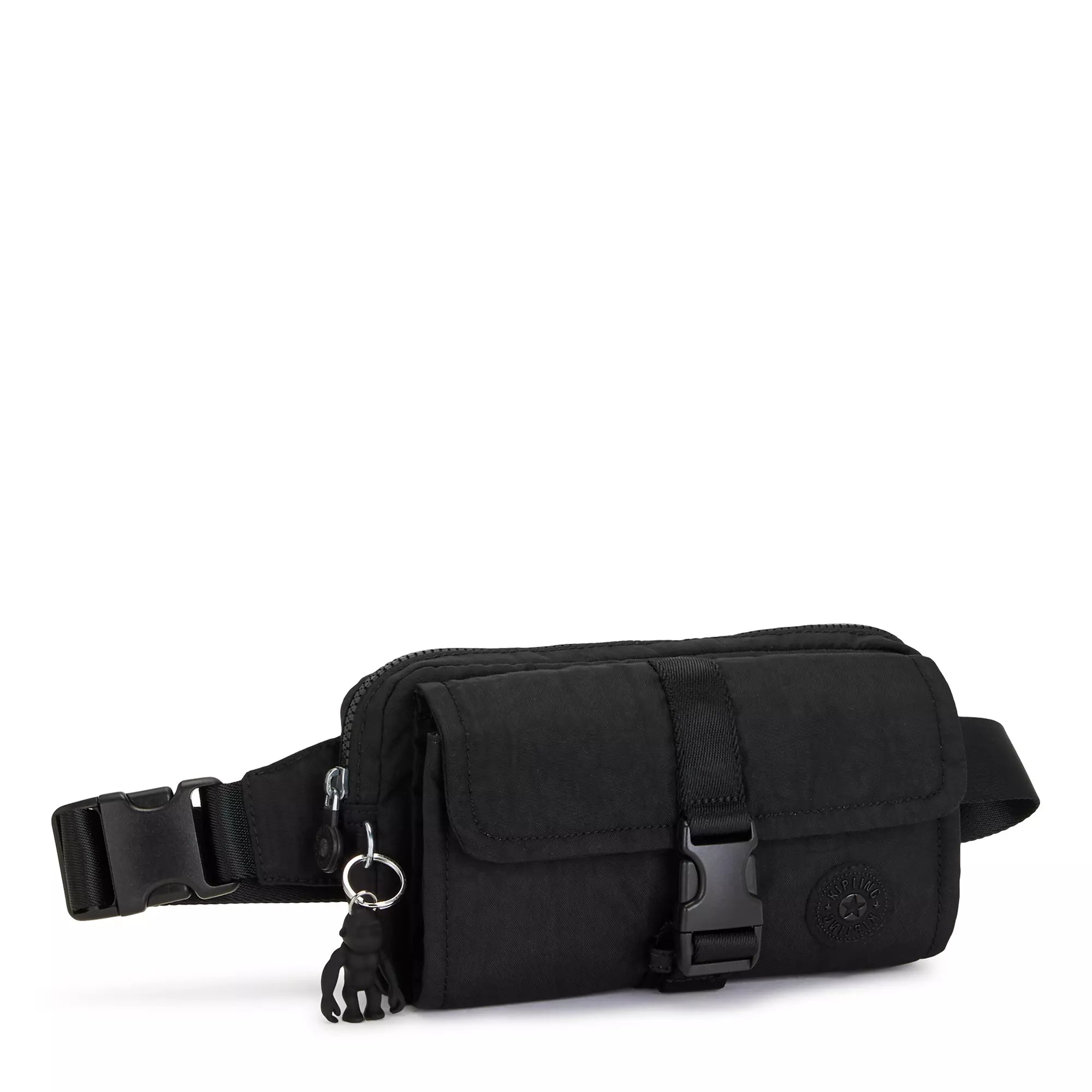 Kipling Izzet Waist Pack - Black Crossbody Fanny Pack for Men & Women | Water-Resistant Travel Belt Bag for Hiking, Running, Gym & Everyday Use (Size M23)