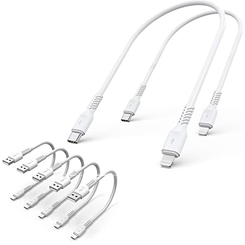 ULIFTUS 1ft USB-C to Lightning Cable & 1ft USB-A to Lightning Cable - Fast Charging Short iPhone Charger Cord for iPhone 14/13/12/11/X/8 - Perfect for Travel, Car, Office & Home Use