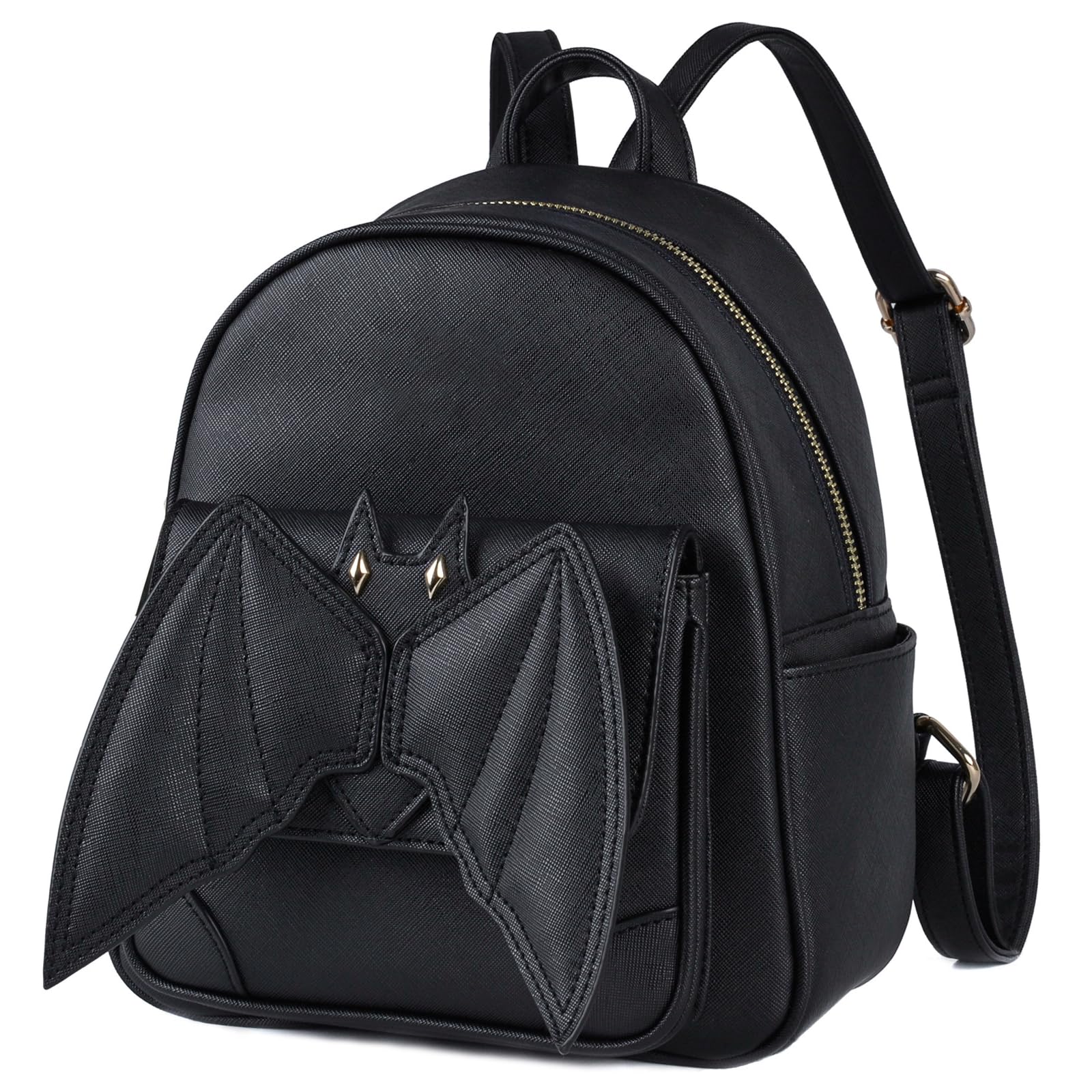 Gothic Bat Backpack for Women - Black Mini Leather Backpack with Wings | Stylish Goth Daypack Purse for Travel, Halloween & Everyday Use | Fashionable Small Backpack for Outfits, Concerts & Night Out