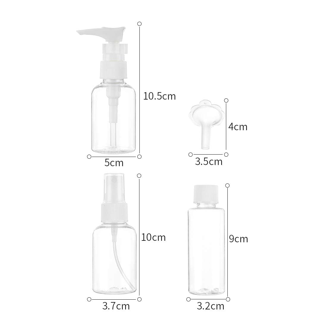 Top Select 7-Piece Portable Travel Cosmetic Bottles Set - Leak-Proof Plastic Pressing Spray Bottles for Makeup, Toiletries & Skincare Liquids (Multi-Color) - Perfect for Travel, Gym & Daily Organizing