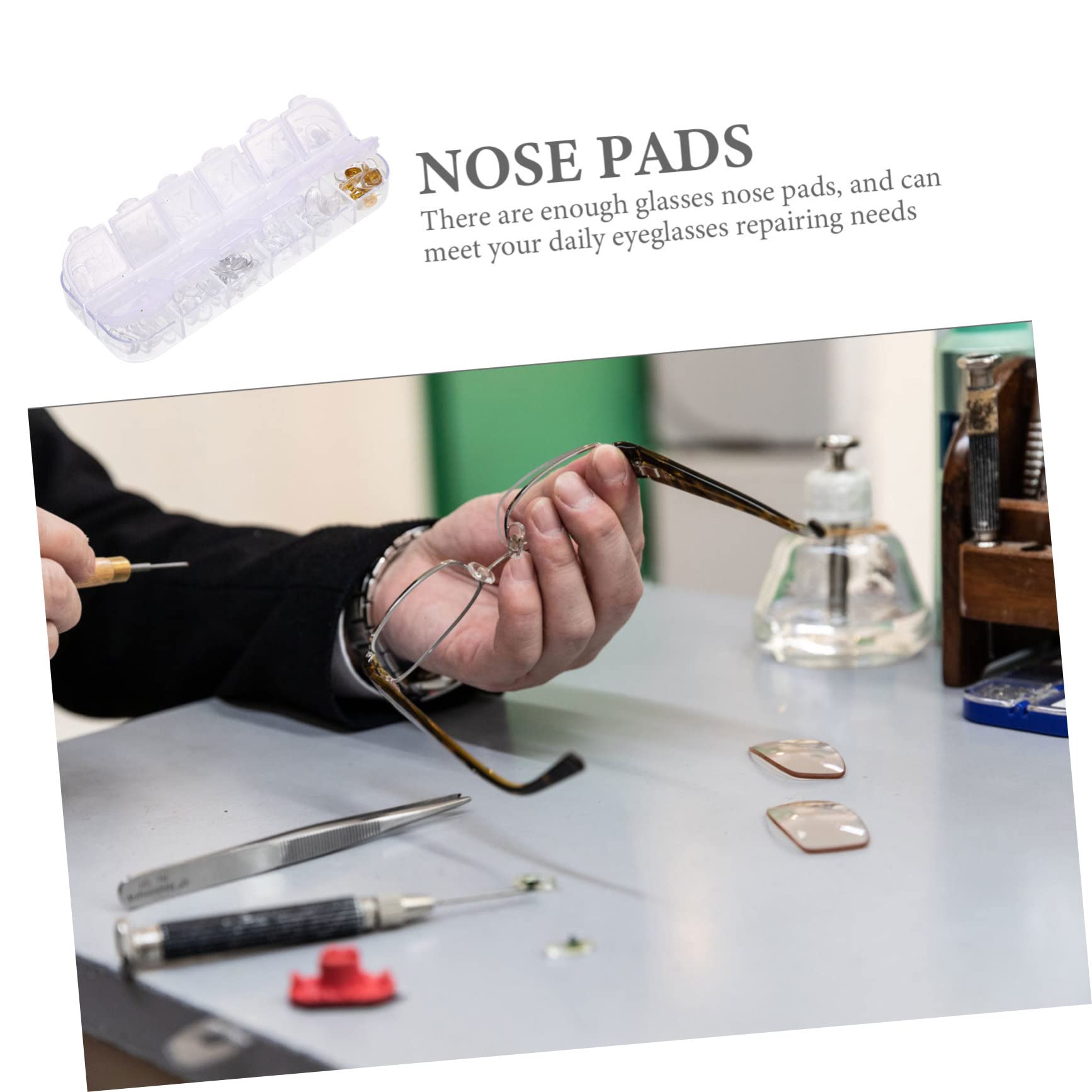 Healvian 5 Sets Eyeglass Screw Repair Kit - Nose Pads, Silikon Cushions, Screws & Tools for Frameless Glasses - Perfect for Eyewear Maintenance & Lens Replacement (Home, Office, Travel Use)