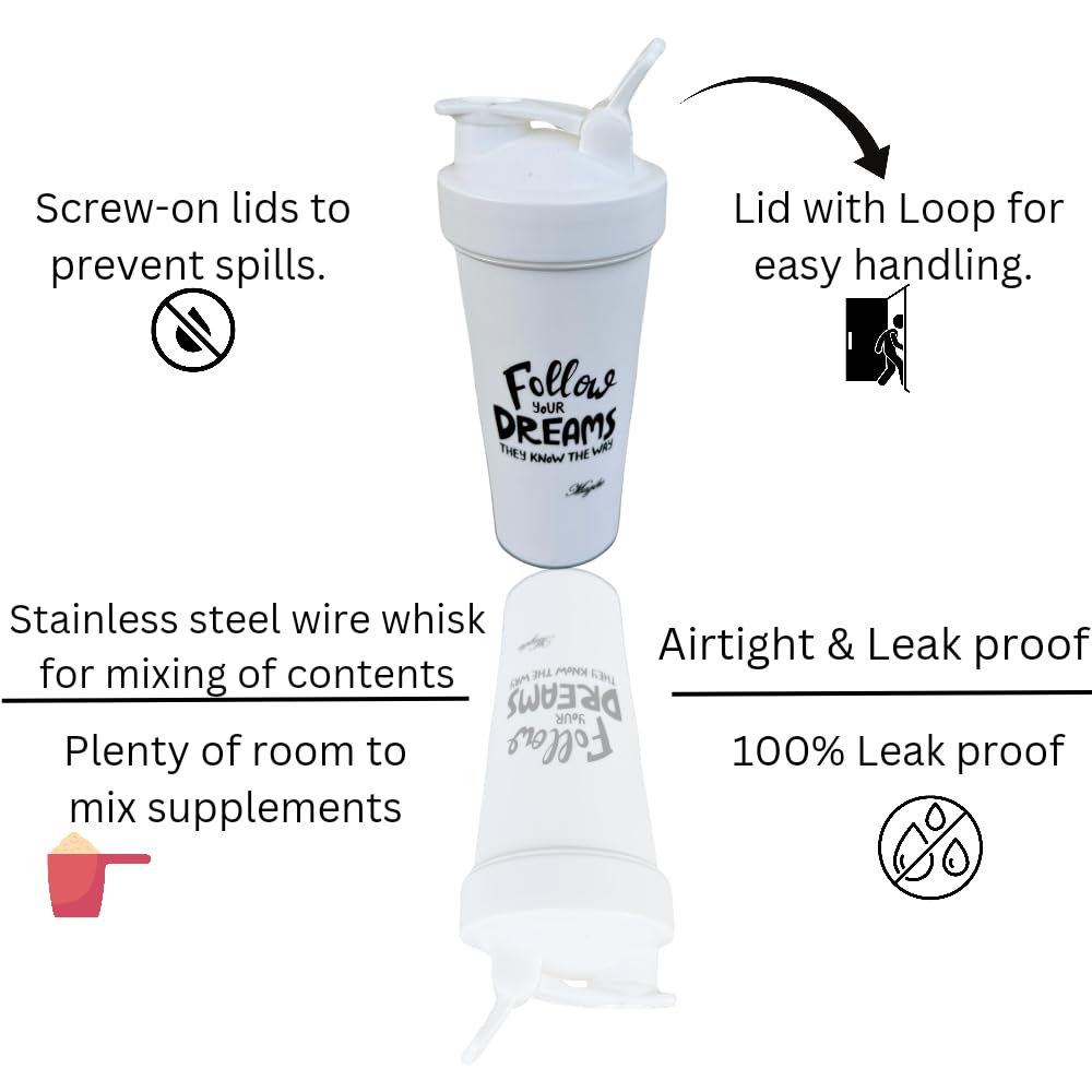 **28oz Magiko Blender Shaker Bottle - BPA-Free Leakproof Protein Shaker for Gym, Workout & Outdoor - Portable Pre-Workout Nutrition Water Bottle - Motivational Design (White/Pink) - Perfect for Smoothies, Protein Shakes & Post-Workout Hydration**