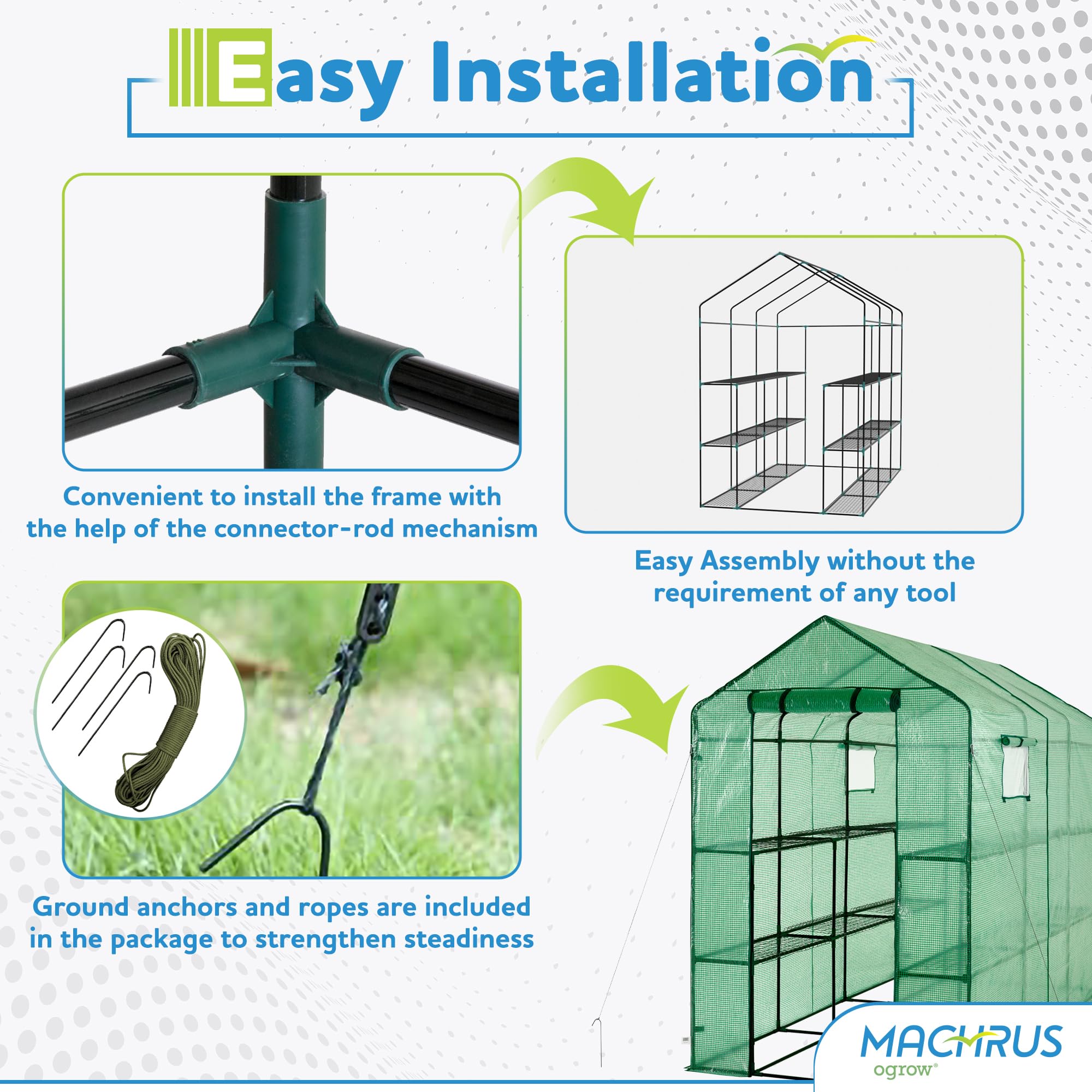 Machrus OGrow Greenhouse Kit - Durable Mini & Small Greenhouses for Outdoor Gardening with Protective Cover | Perfect for Seed Starting, Plant Protection, and Year-Round Gardening in Backyards, Patios & Balconies