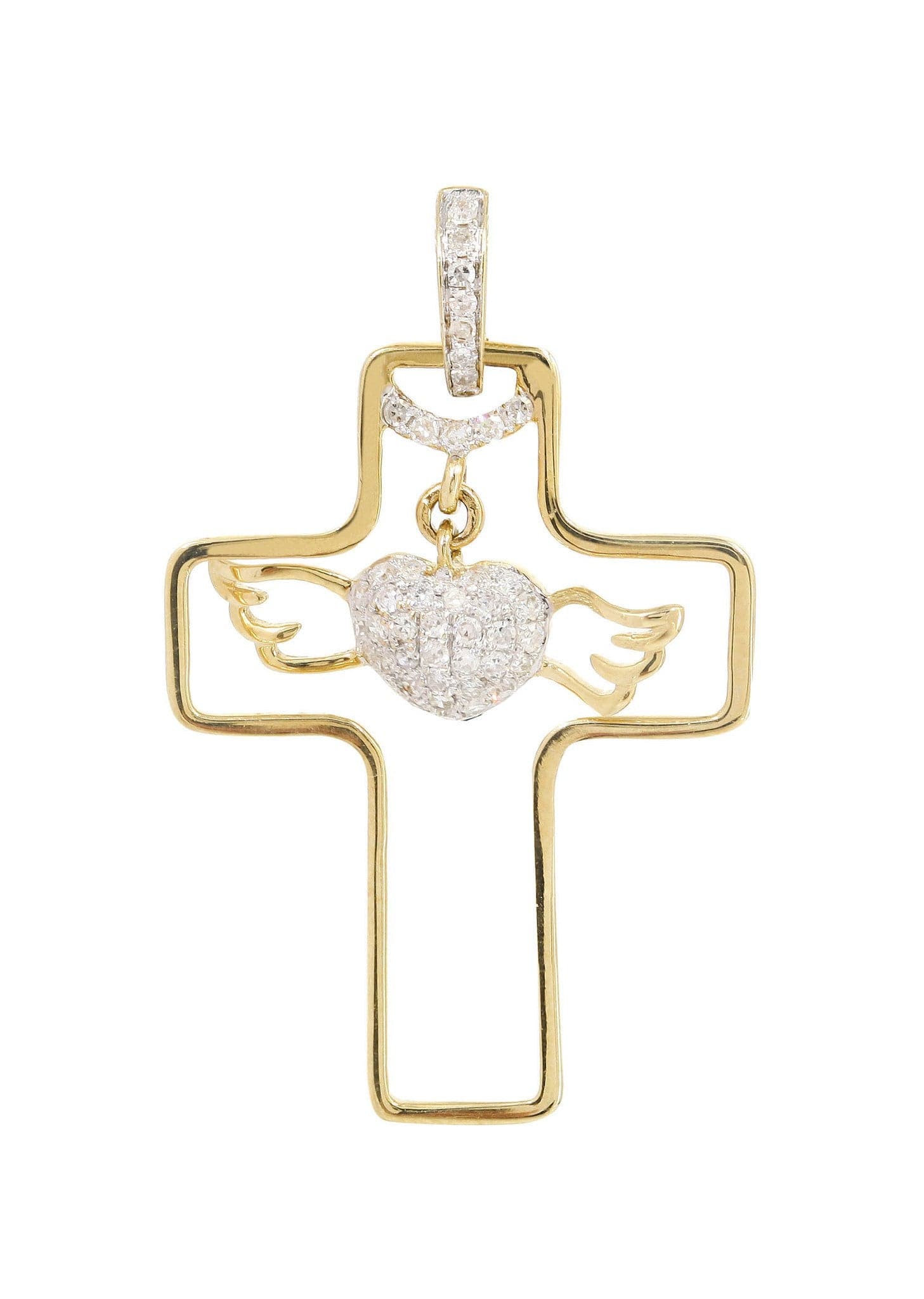 0.24 Carat Diamond Cross Pendant Necklace - 2.13 Grams 14K Gold Religious Jewelry for Women, Gift for Baptism, First Communion & Confirmation