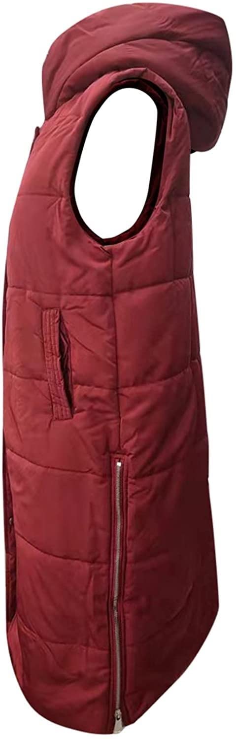 Women's Long Sleeveless Down Hooded Vest - Warm Winter Waistcoat Jacket for Outdoor Activities, Travel & Cold Weather Fashion