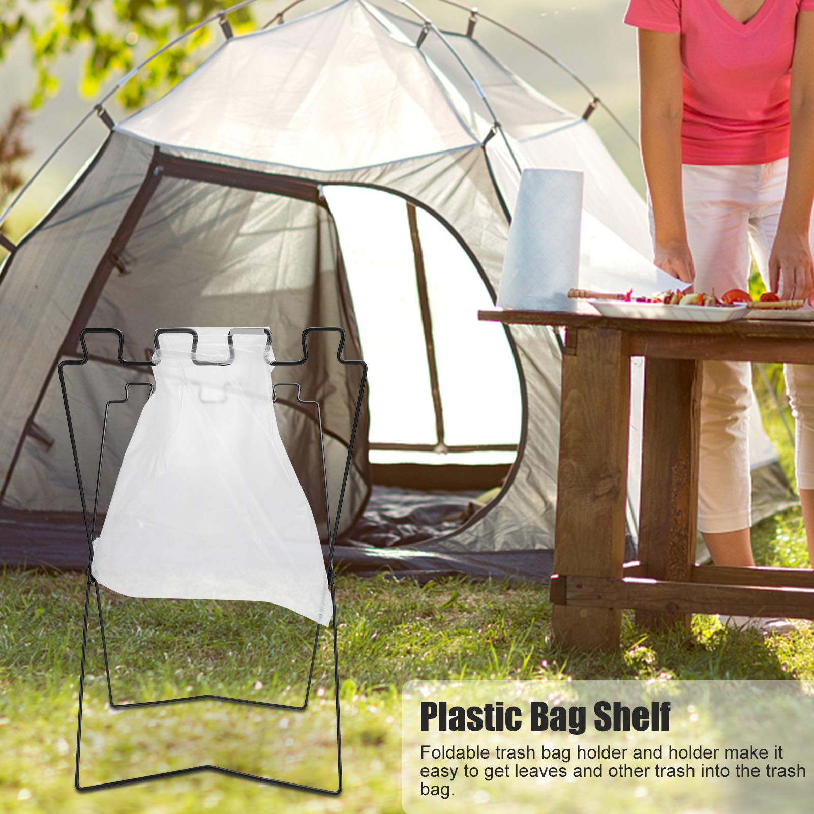 Stainless Steel Hanging Trash Bag Holder - Heavy Duty BBQ Garbage Rack for Camping, Picnics & Outdoor Cooking | Perfect for Backyard Grilling, Tailgating & Beach Parties