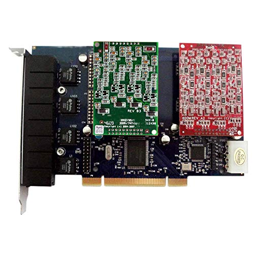 4-Port FXO + 4-Port FXS VoIP PCI Card - Asterisk/FreePBX/Issabel Compatible - SIP Phone System for Small Business PBX & Office Communications