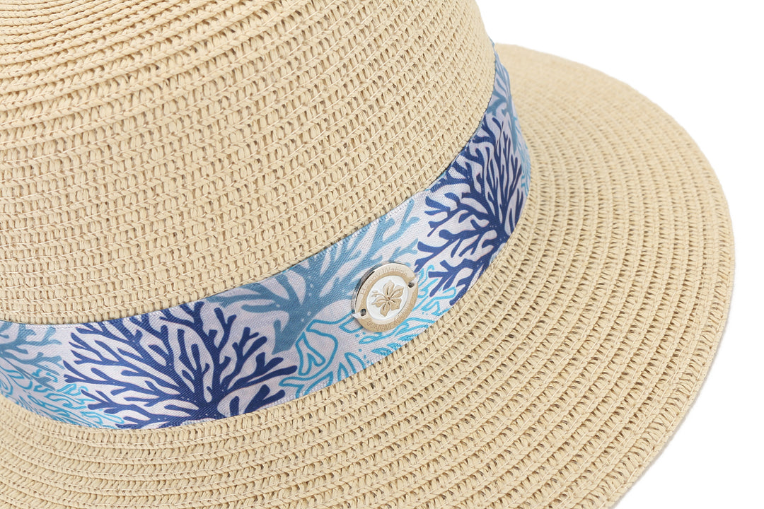 Stylish Lily White Coral Blue Hat for Women - Perfect for Beach, Summer Outfits & Outdoor Activities