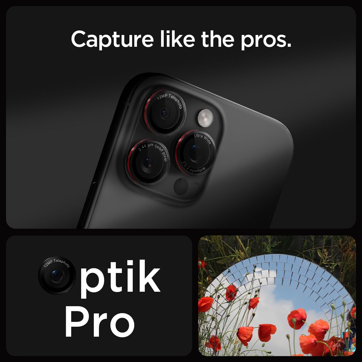 Spigen Camera Lens Screen Protector [GlasTR EZ Fit Optik Pro] for iPhone 16 Pro Max/16 Pro/15 Pro Max/15 Pro - Case Friendly Tempered Glass (2 Pack) - Perfect for Outdoor Photography & Travel Protection