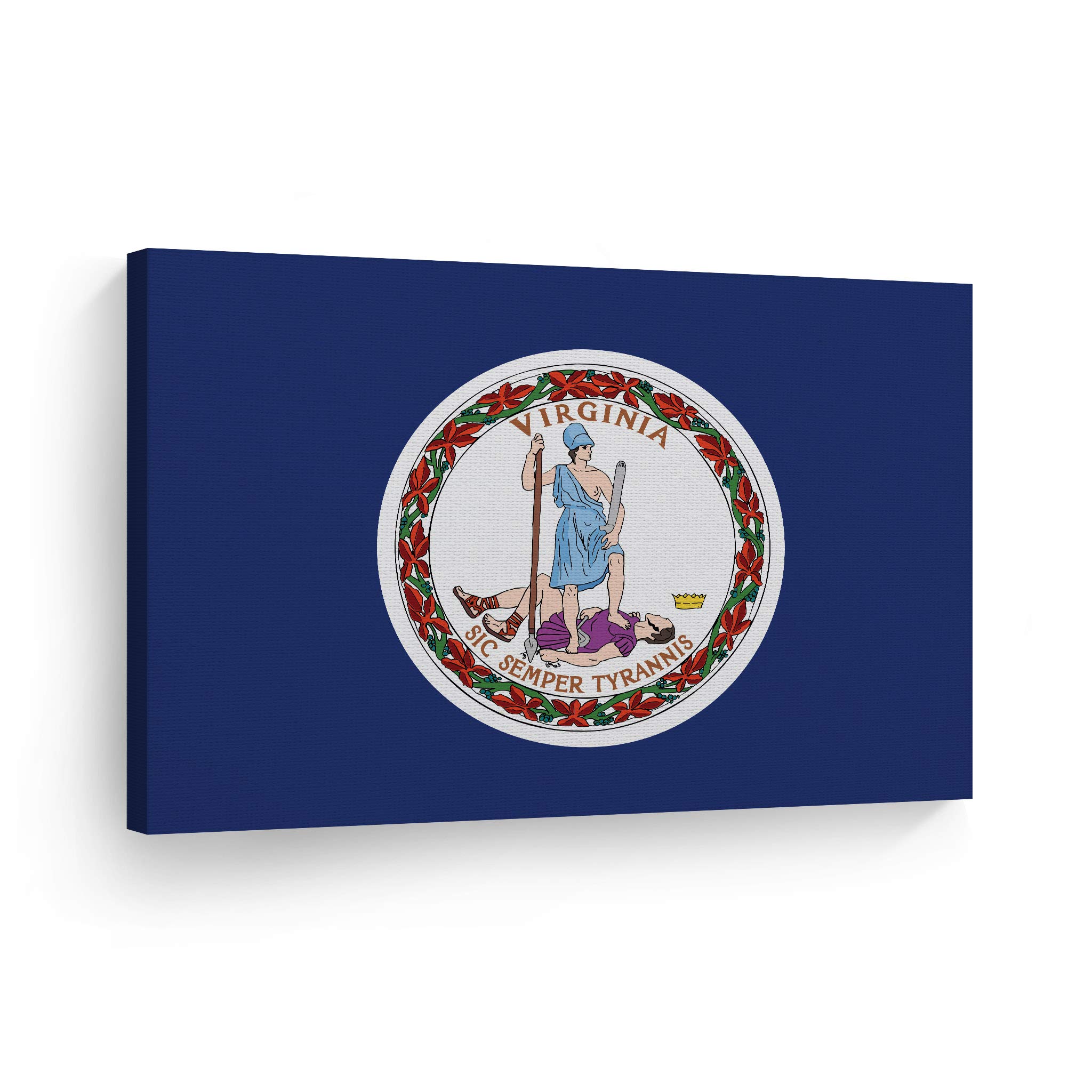 Virginia State Flag Canvas Print - 24x36 Inch US State Capital Flag Wall Art - Ready to Hang Home Decor for Living Room, Dorm & Office - Made in USA | Perfect for Patriotic Displays & American History Enthusiasts