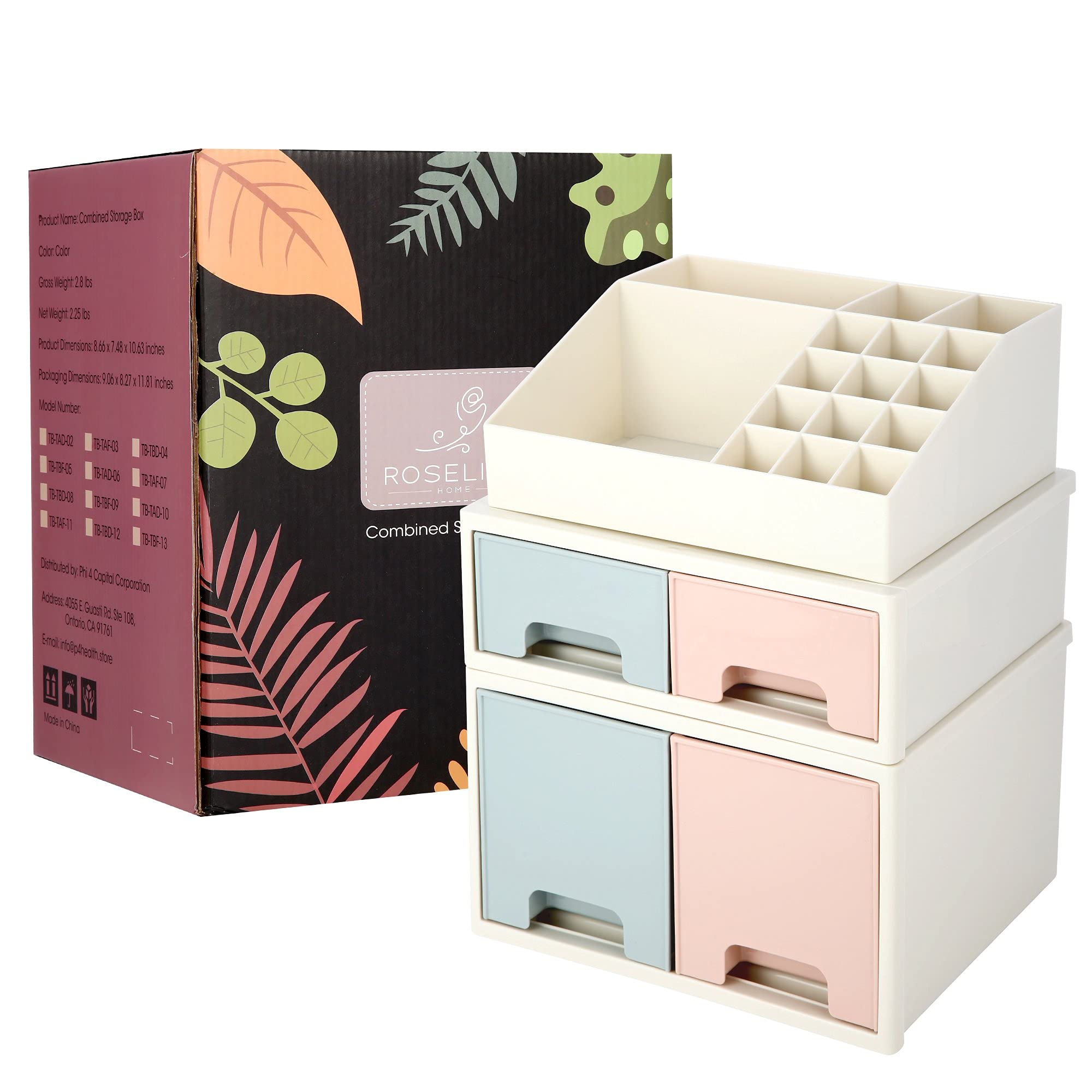 4-Drawer Stationery & Cosmetic Organizer Box - 16 Slots for Pens, Cards, Office Supplies - Perfect for Home & Office Organization