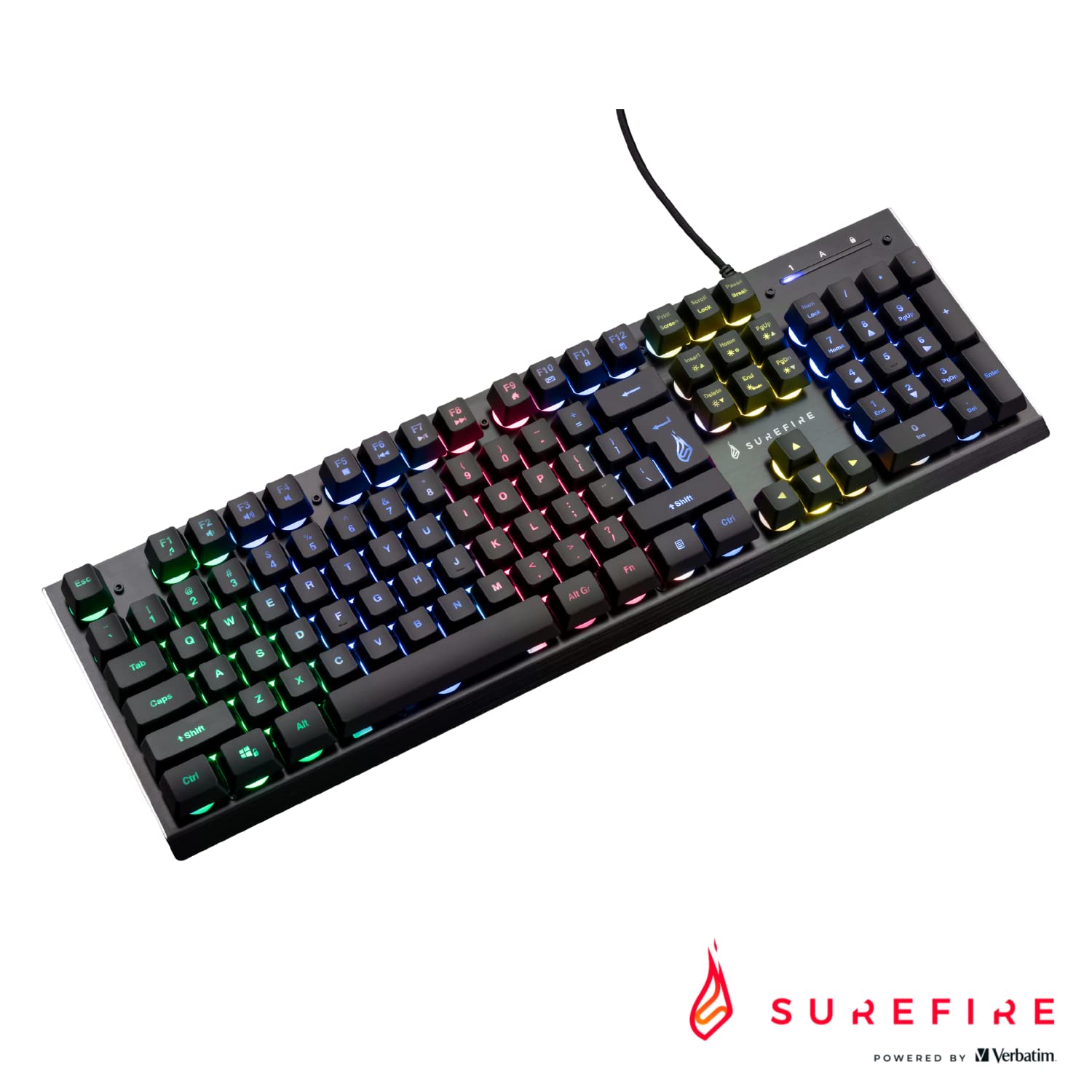 SureFire Kingpin X2 Mechanical Gaming Keyboard - RGB Backlit, Aluminum Faceplate, 25-Key Anti-Ghosting, US QWERTY Layout - Perfect for PC Gaming, Esports & Streaming Setup