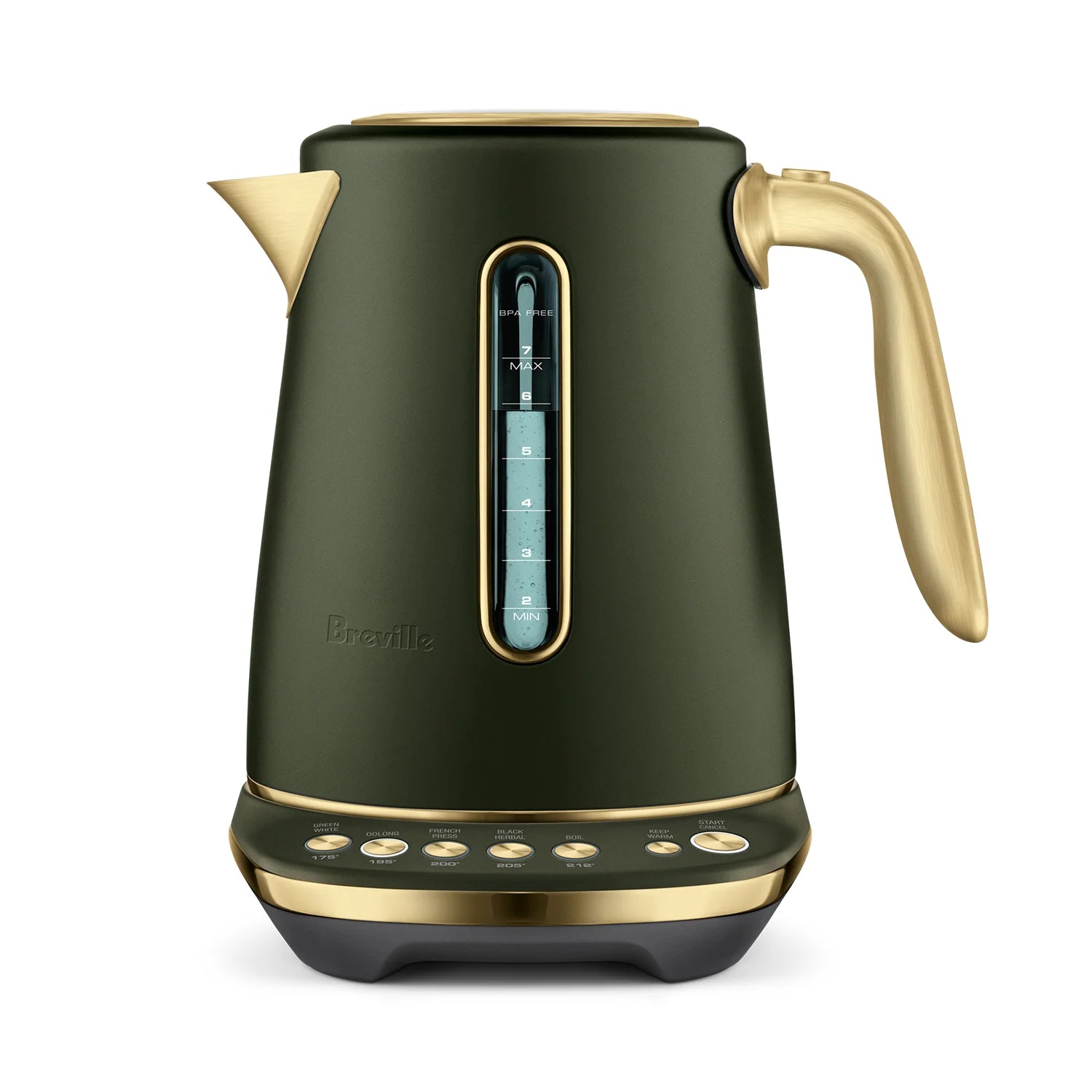 Breville the Smart Kettle Luxe - 1.8L Stainless Steel Electric Kettle with Variable Temperature Control & Keep Warm Function, Olive Tapenade Brass (BKE845OLB) - Perfect for Coffee, Tea & Home Brewing