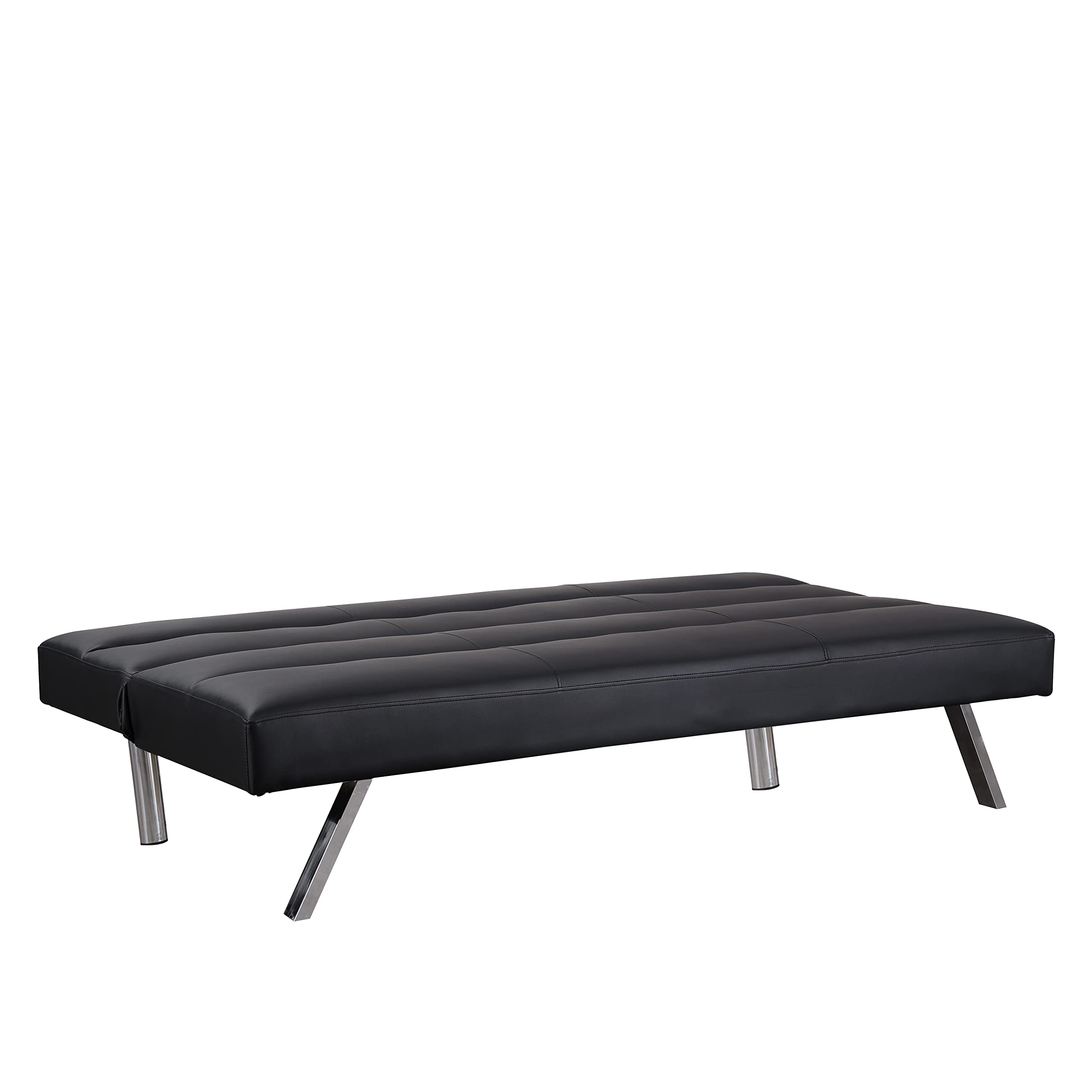 Naomi Home Black Faux Leather Futon Sofa Bed - 3-Position Reclining Convertible Couch with 500 lbs Weight Capacity (66