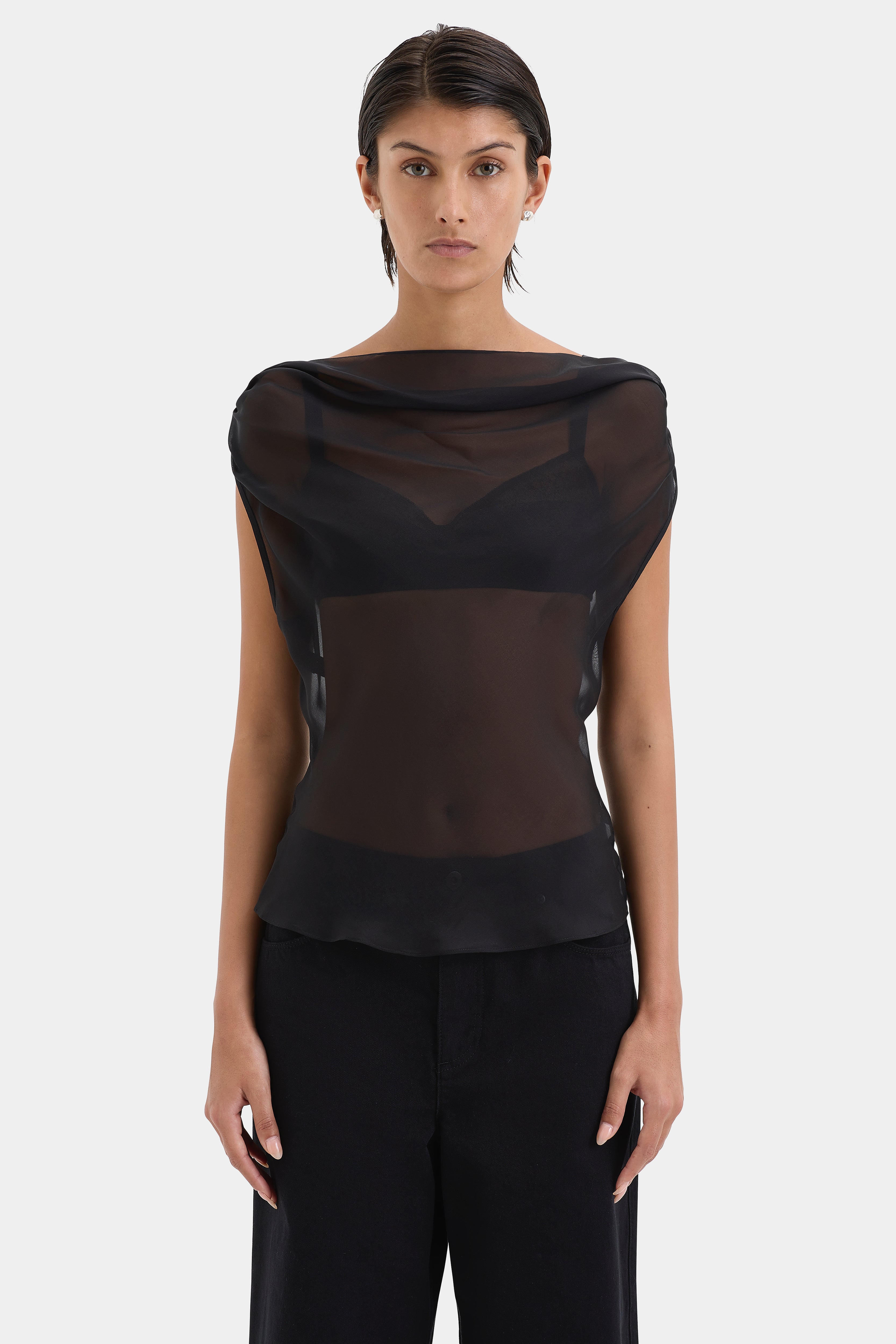 Black Strobe Cowl Top for Women - Trendy Long Sleeve Turtleneck Sweater for Fall & Winter | Perfect for Casual Outfits, Layering, and Office Wear