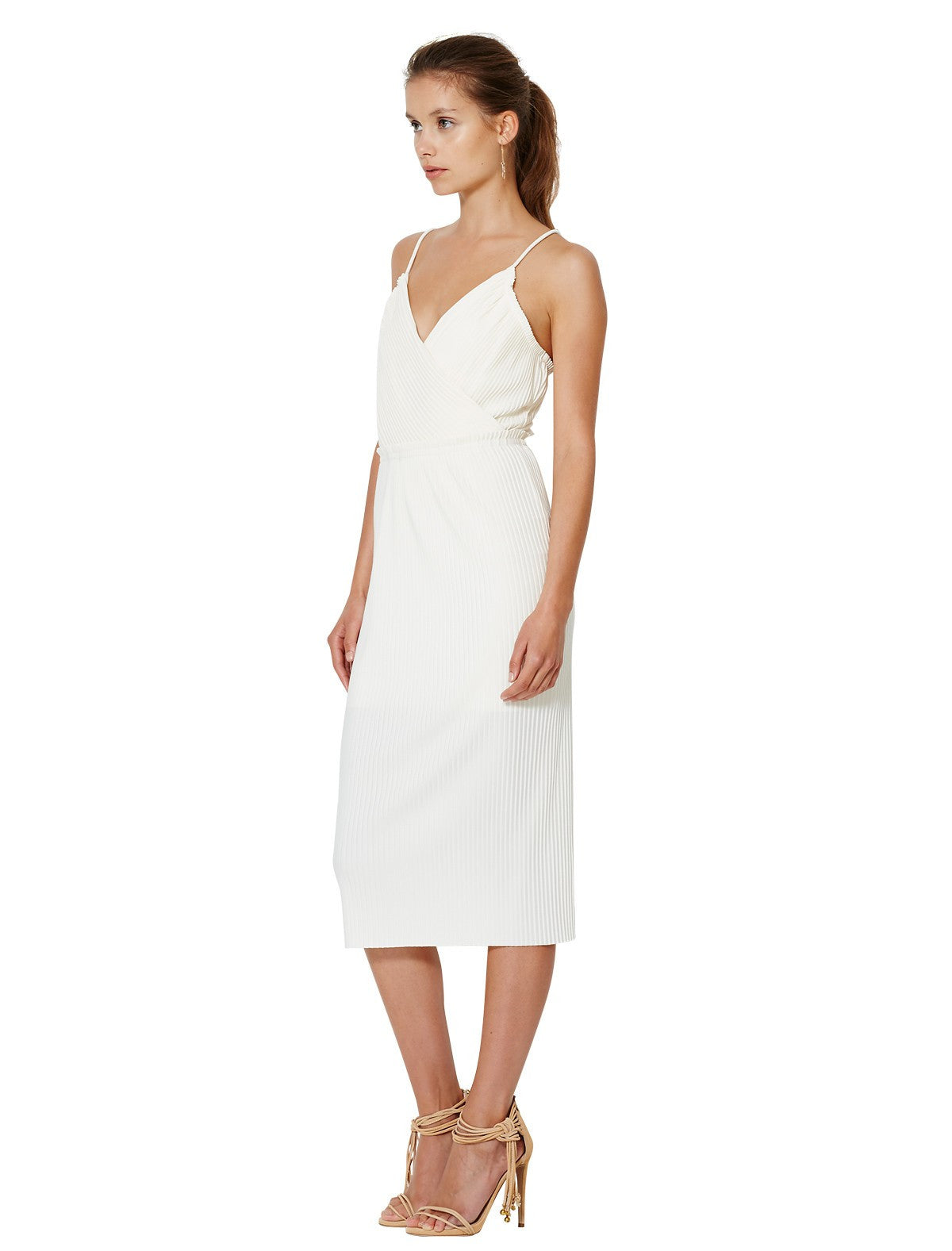 Ellette Plunge V-Neck Bodycon Dress in Ivory - Perfect for Evening Parties, Date Nights & Special Occasions