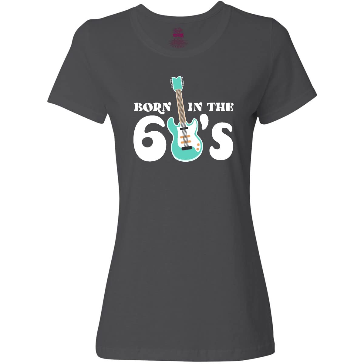 Inktastic Vintage 1960s Blue Electric Guitar Graphic Women's T-Shirt - Retro Music Lover Gift for Concerts & Casual Wear