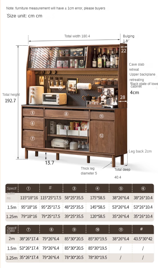 Premium Black Walnut Solid Wood Sideboard - Modern Luxury Buffet Cabinet for Dining Room, Living Room & Entryway Storage