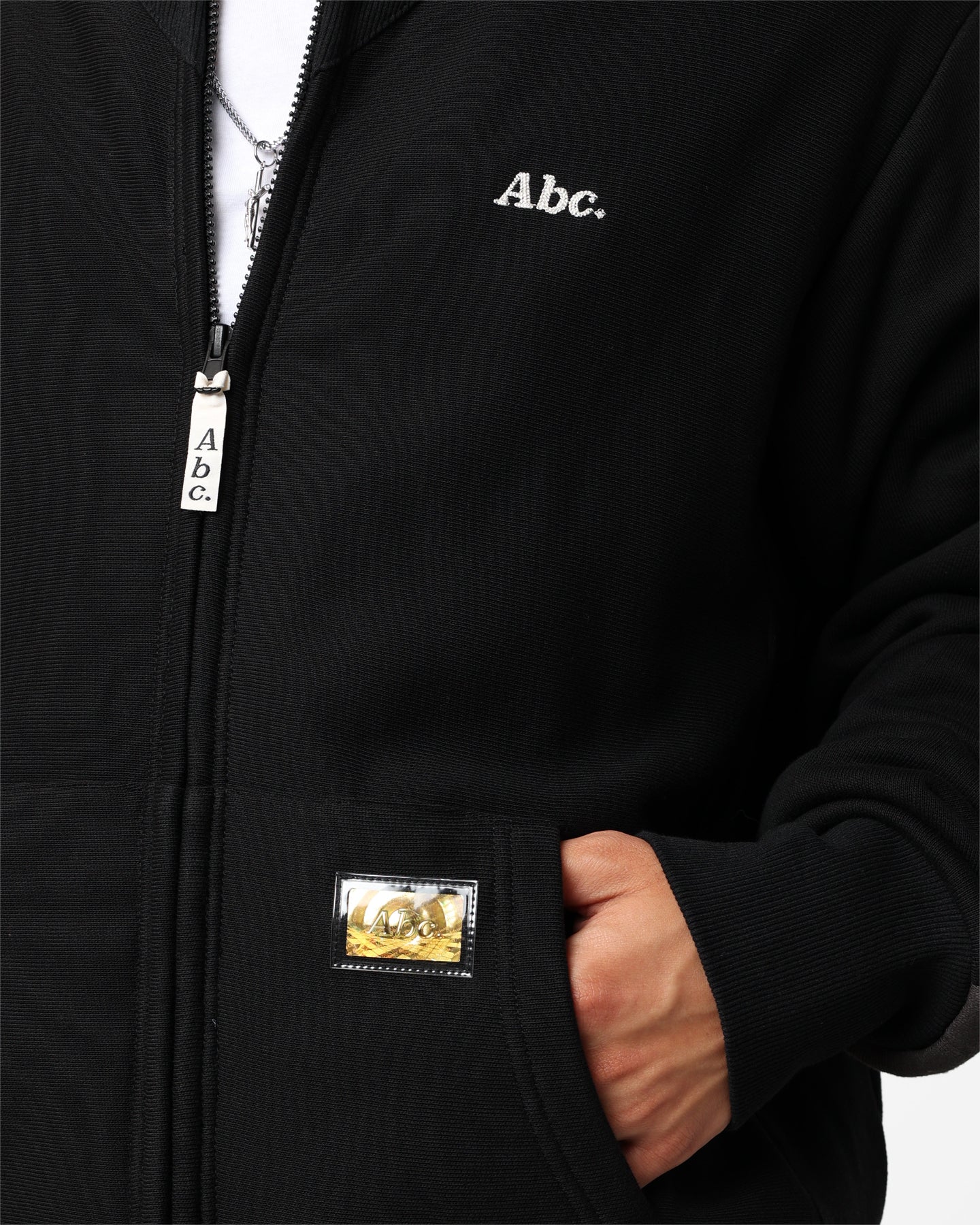 Tri-Tone Zip Up Hoodie for Women & Men - ABC 123 Advisory Board Crystals Design in Anthracite Black | Casual Wear, Street Style, Loungewear