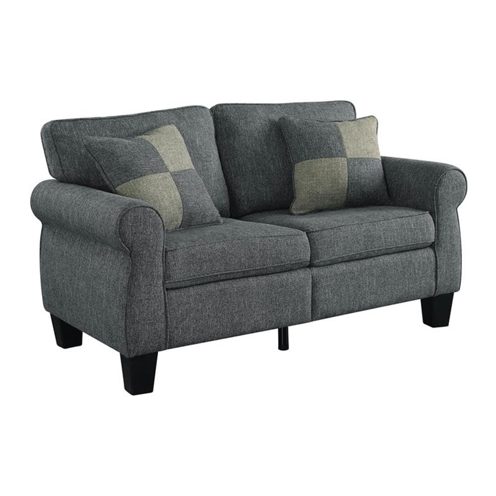 Furniture of America Adella Transitional Fabric Loveseat Sofa - Dark Gray Upholstered Small Couch for Living Room, Apartment & Office