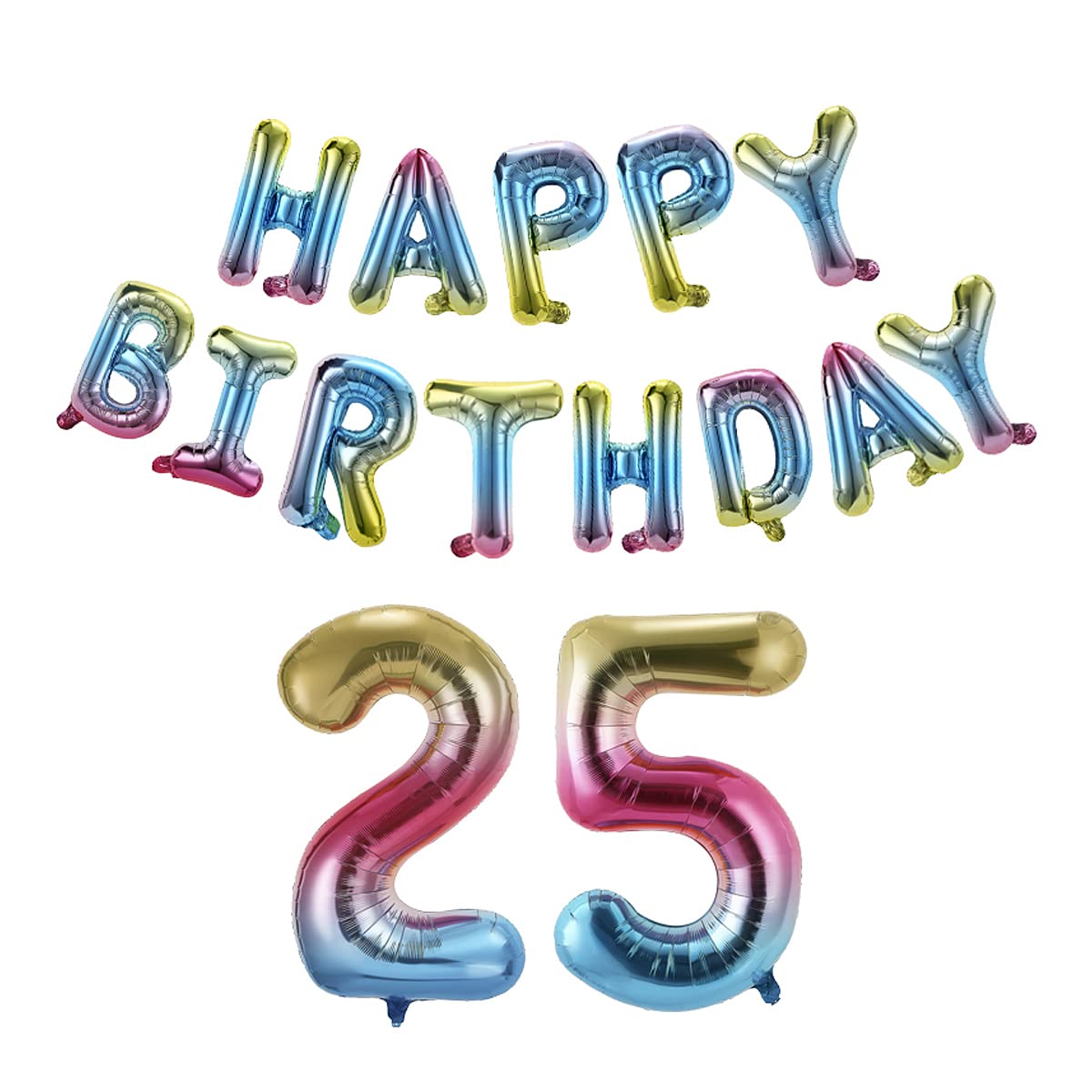 40 Inch Happy Birthday Number 25 Banner Balloons - Rainbow Gradient Foil Balloons for 25th Birthday Party Decorations | Ideal for Men & Women's Milestone Celebrations, Anniversaries & Special Events