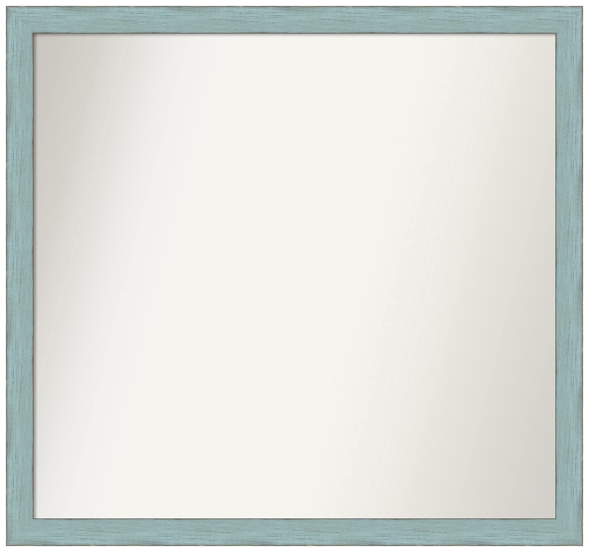 Amanti Art Non-Beveled Custom Wall Mirror 29.25x31.25 Inches - Sky Blue Rustic Frame - Bathroom, Living Room, Bedroom Decor - Various Sizes Available